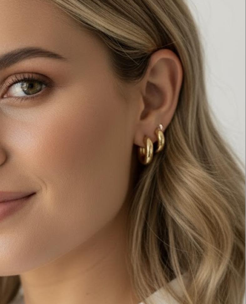 Gold chunky huggie hoops minimalist everyday earrings