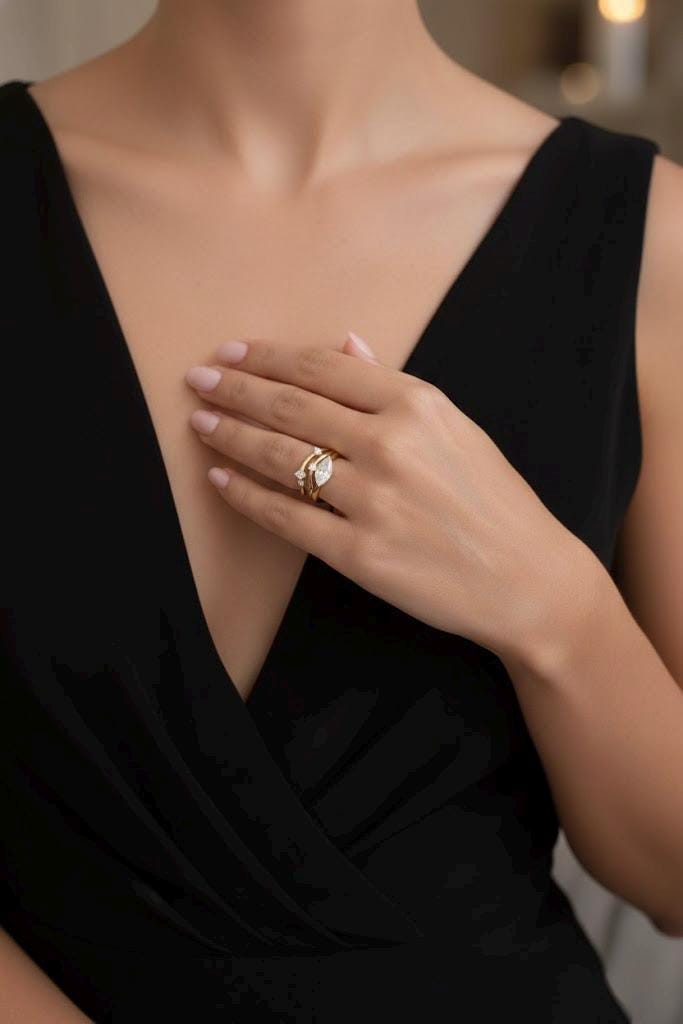 Minimalist gold plated ring set for women
