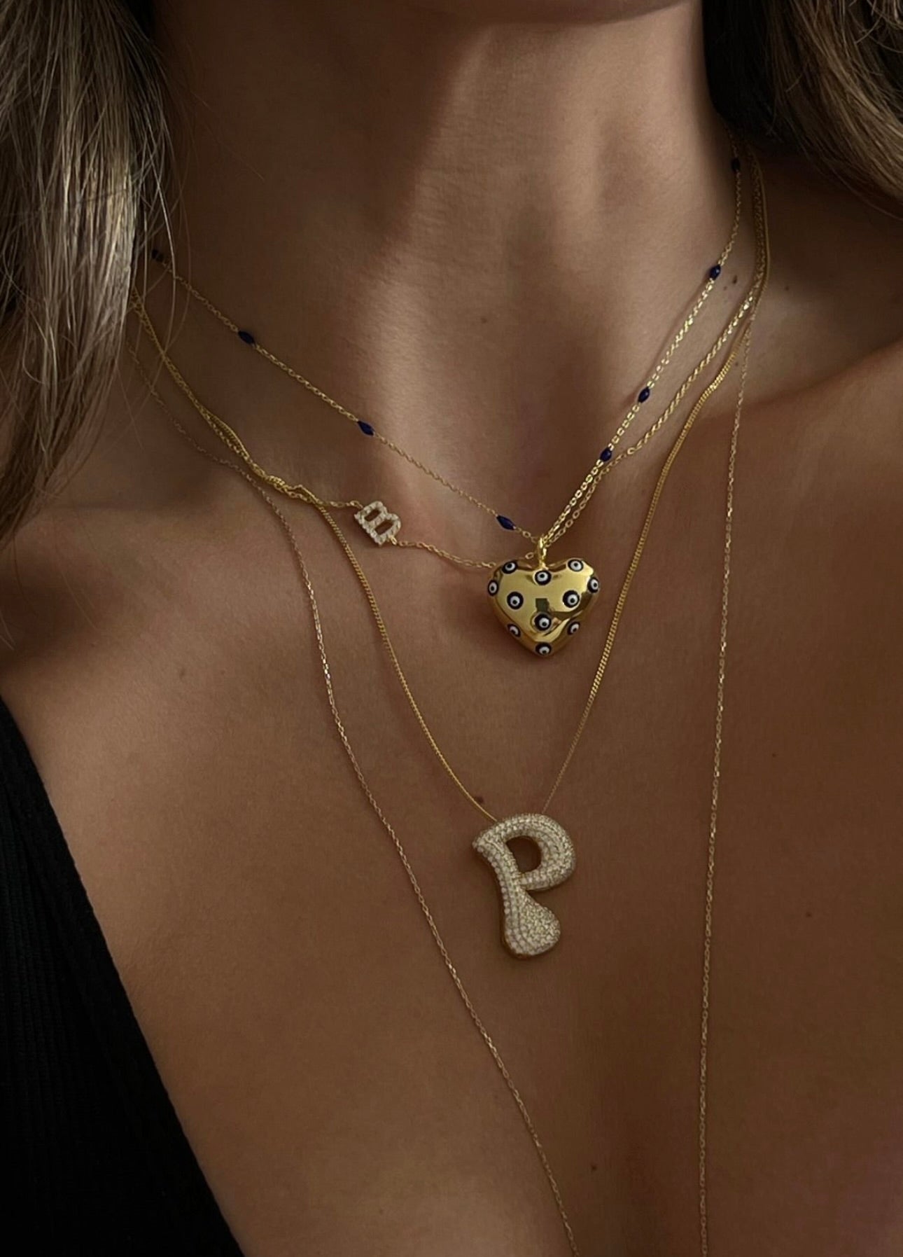 Jumbo Bubble Letter Necklace, Large CZ Diamond Initial Pendant, 925 Sterling Silver Personalized Jewelry