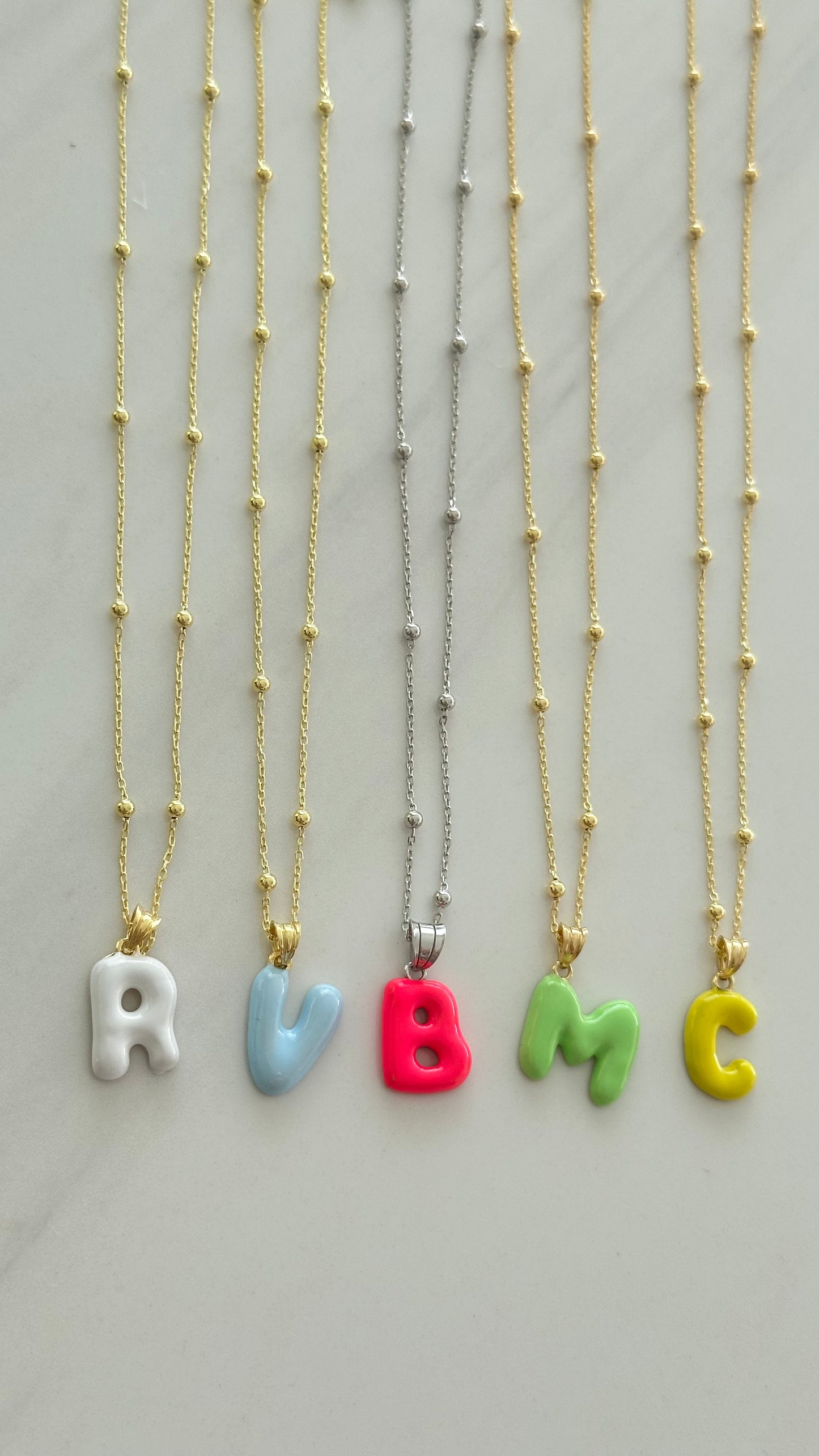 Baloon Letter Necklace, 3D Puff Bubble Initial, Colorful Enamel Initial Necklace, Enamel Pendant, Personalized Gifts, Enamel Jewelry, Gift for her, 925 Sterling Silver