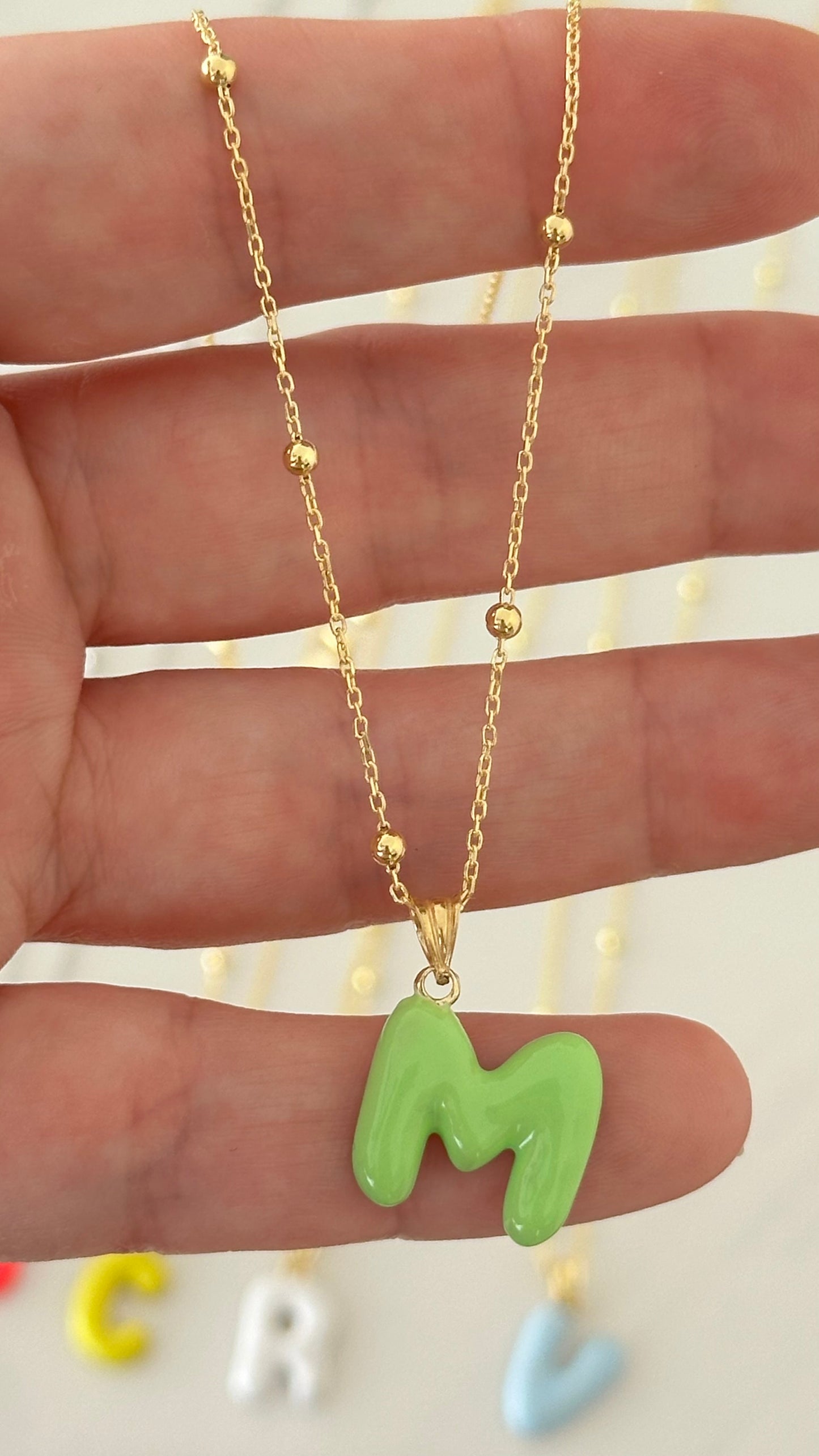 Baloon Letter Necklace, 3D Puff Bubble Initial, Colorful Enamel Initial Necklace, Enamel Pendant, Personalized Gifts, Enamel Jewelry, Gift for her, 925 Sterling Silver
