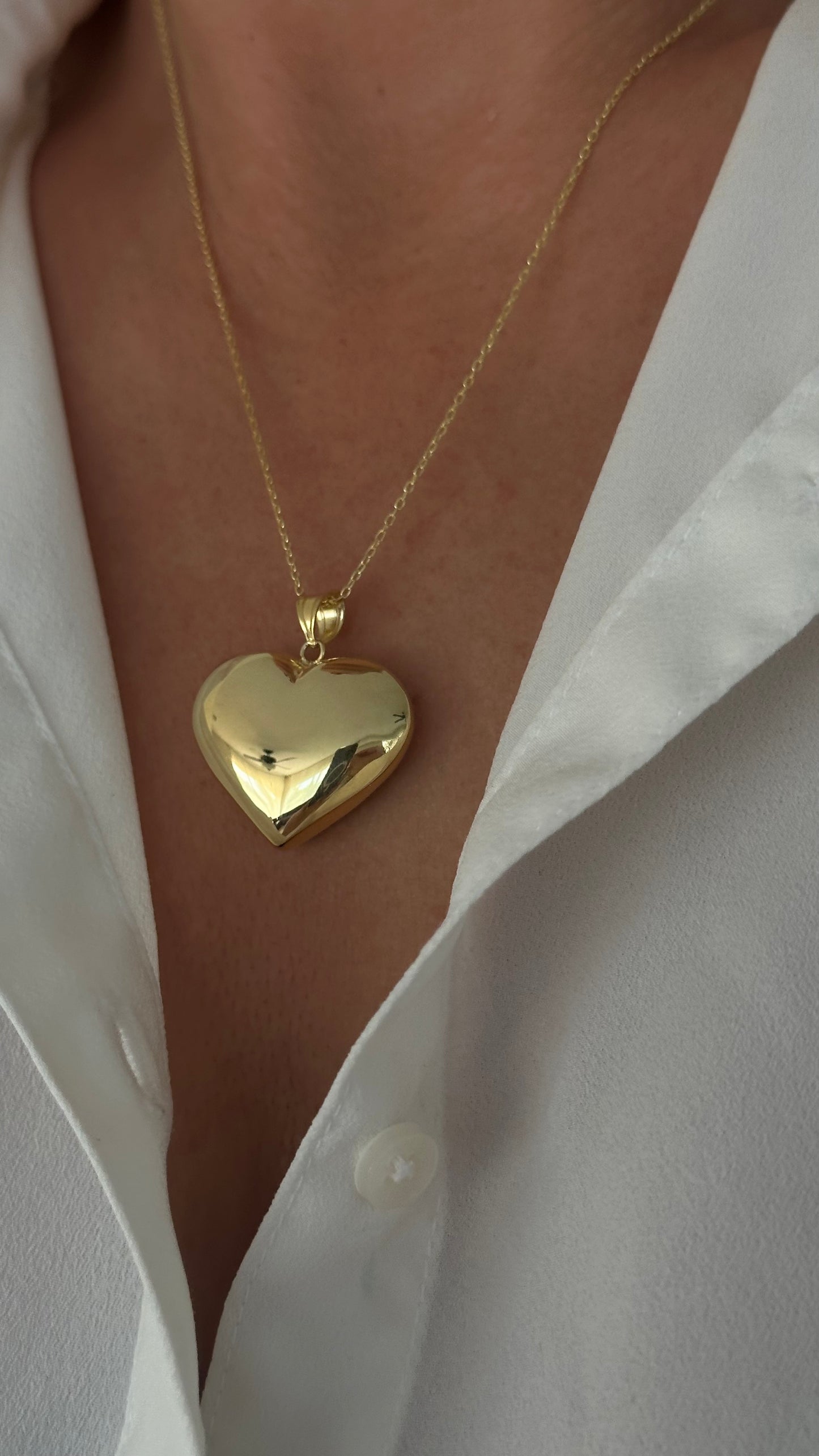 Bubble Heart Necklace for Women, Gold / Silver / Rose Gold, Puffed Heart Balloon Necklace, Thick Puff Heart Charm, Big Heart Pendant Necklace, 925 Sterling Jewelry, Gifts for Women, Gift for Her