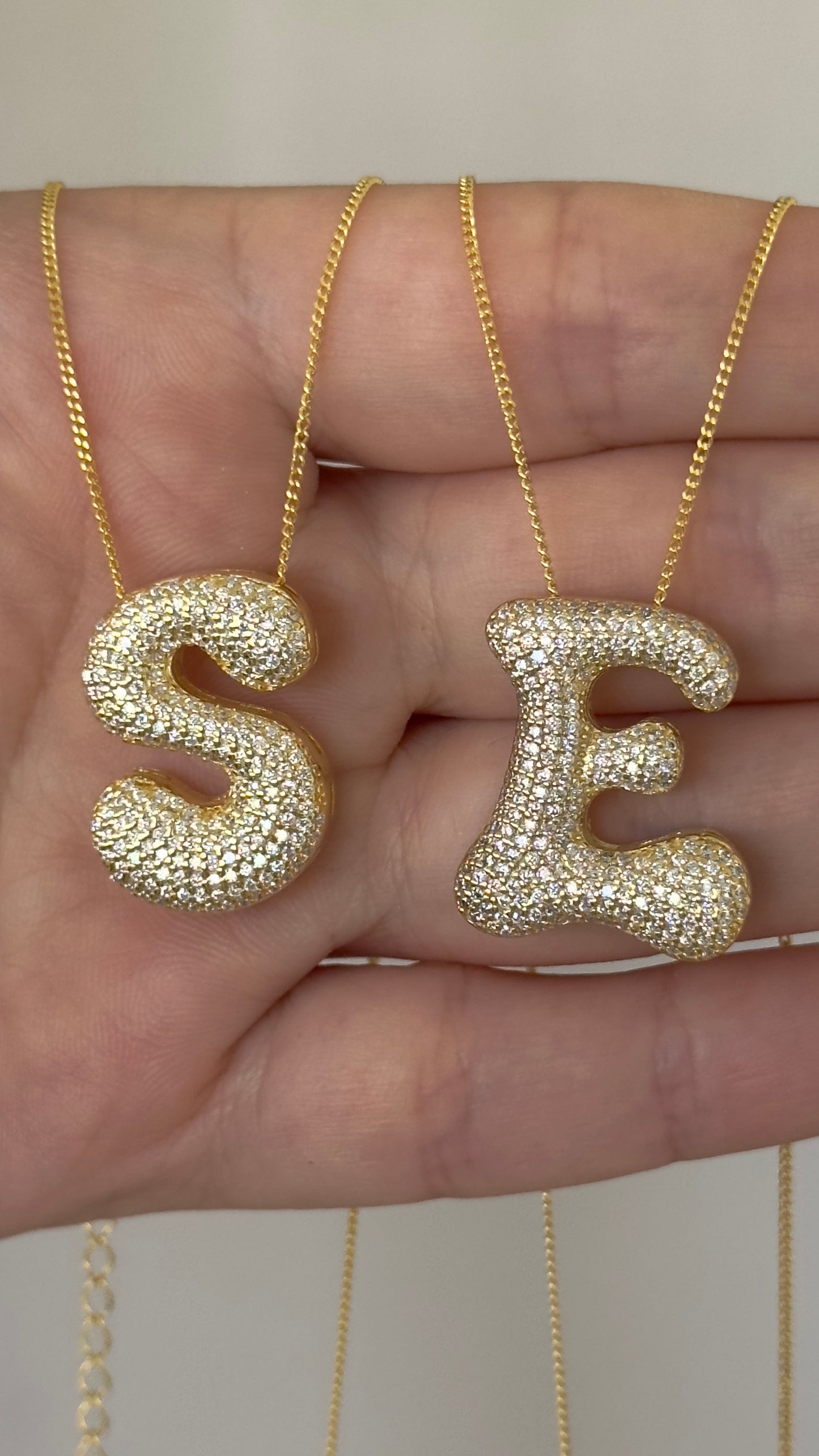 Jumbo Bubble Letter Necklace Big Initial Pendant Personalized Jewelry