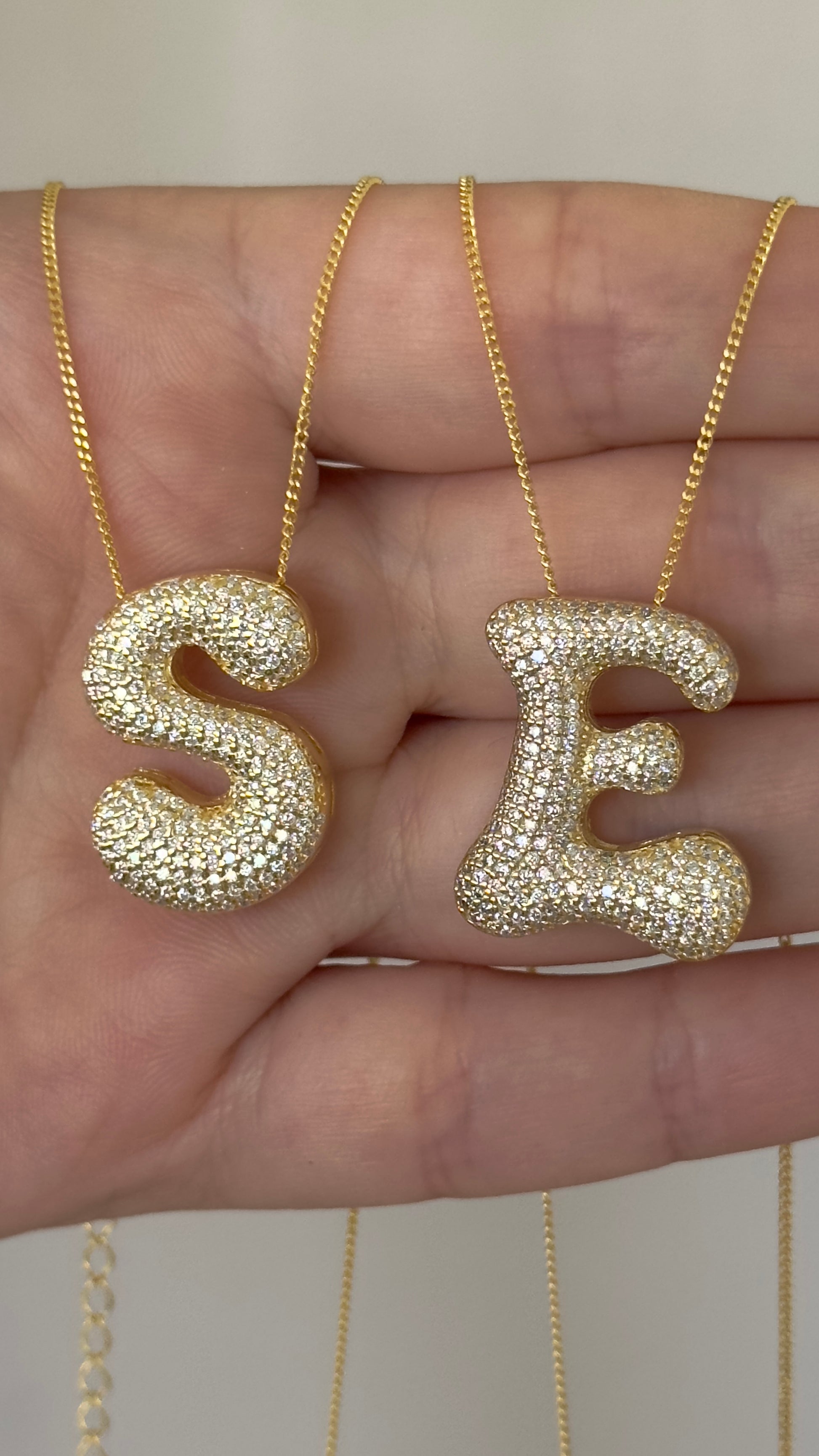 Jumbo Bubble Letter Necklace Big Initial Pendant Personalized Jewelry