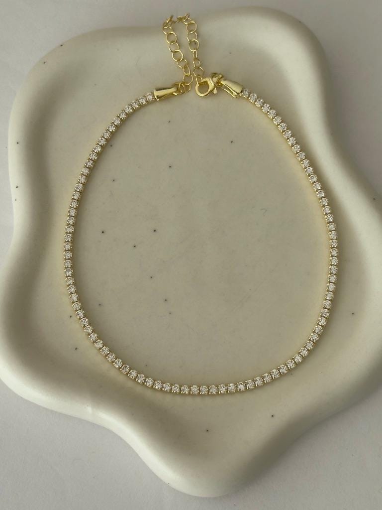 Adjustable 2mm gemstone anklet close up
