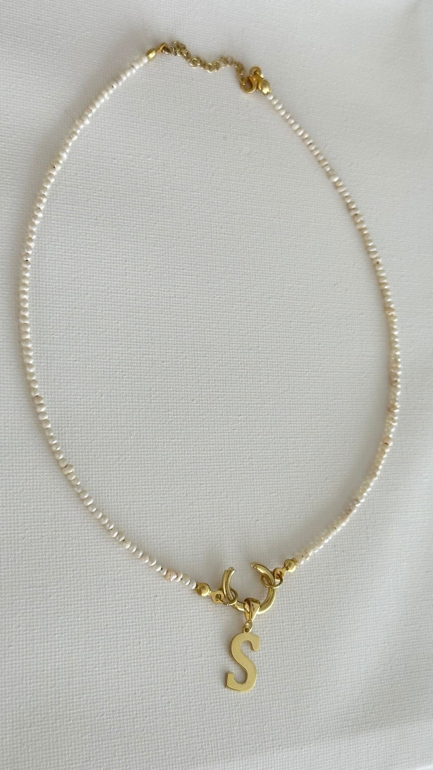 Initial Pearl Necklace, Natural Tiny Pearl Necklace, Personalized Letter Pearl Necklace, Custom Name Necklace, Jewelry Gift Woman Girls