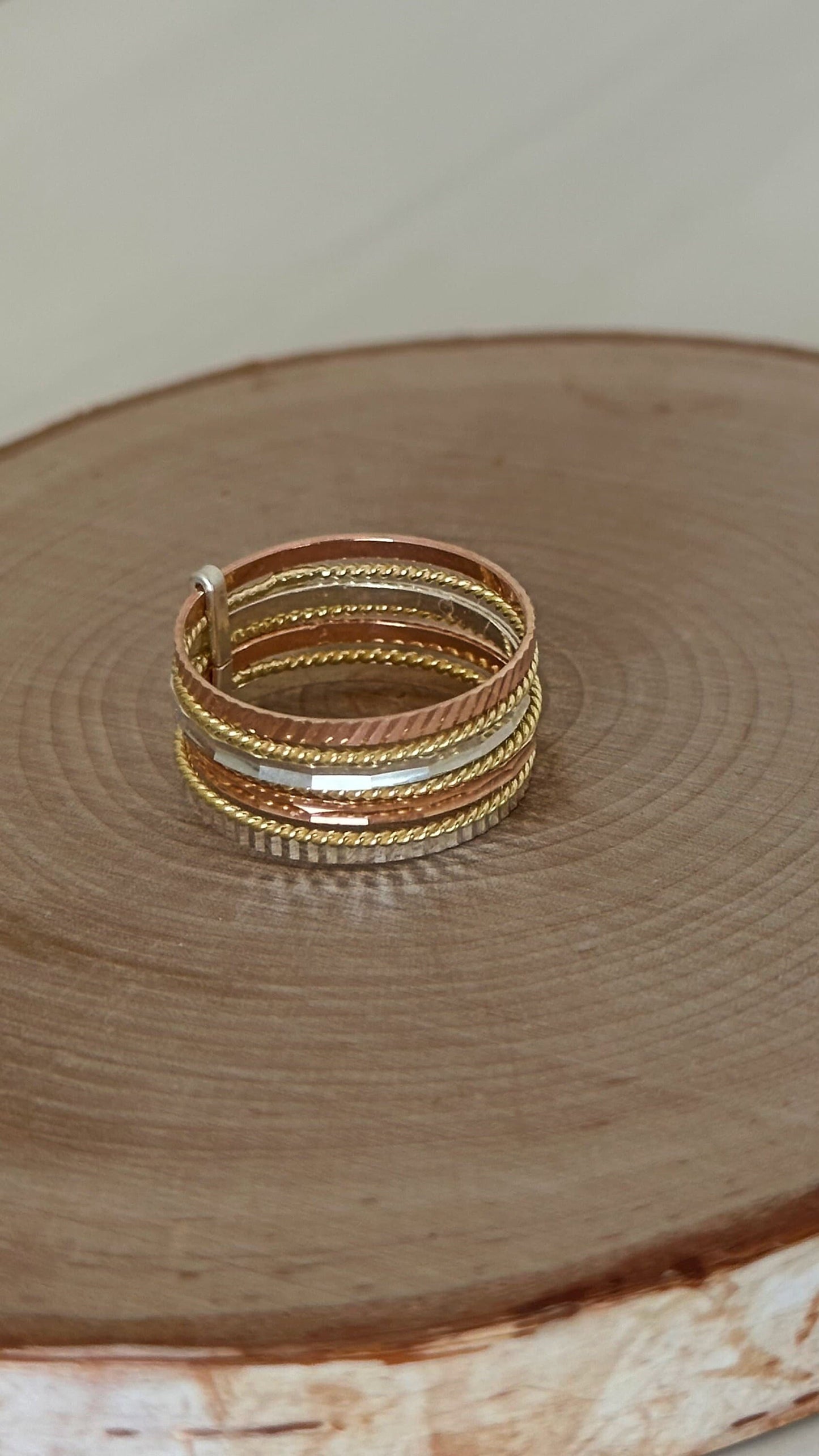 10mm 7 Seven Days Stack Thick Wide Band Ring Set 14K Tricolor Gold Rose Sterling Silver Blessing Ring Three Tone Jewelry gift for her