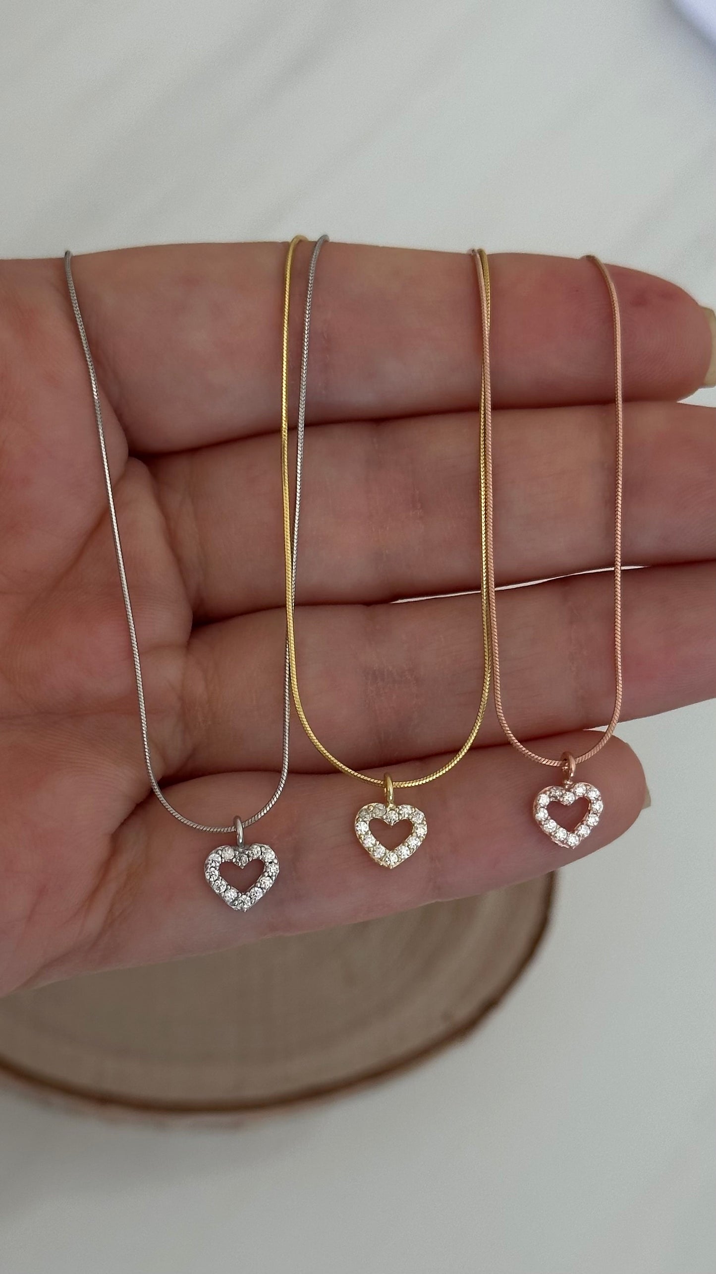 CZ Initial Heart Necklace, Tiny Pave Letter Necklace, Diamond Heart Pendant, Personalized Jewelry, Custom Gift for Her, 925 Sterling Silver