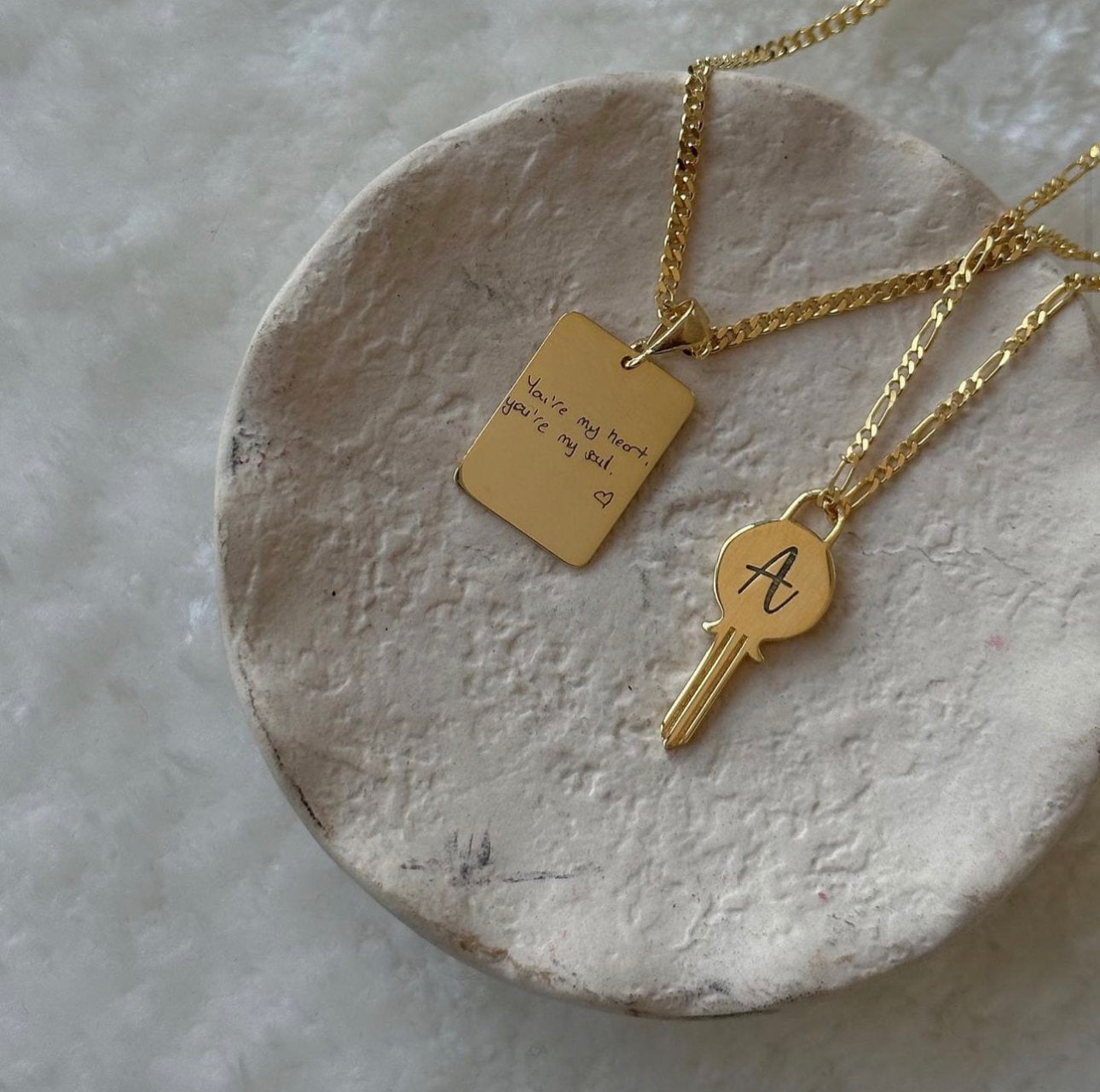 Actual Handwriting Necklace, Custom Message Necklace, 14k Gold Engraved Pendant, Personalized Signature Jewelry Meaningful Gift Woman Men