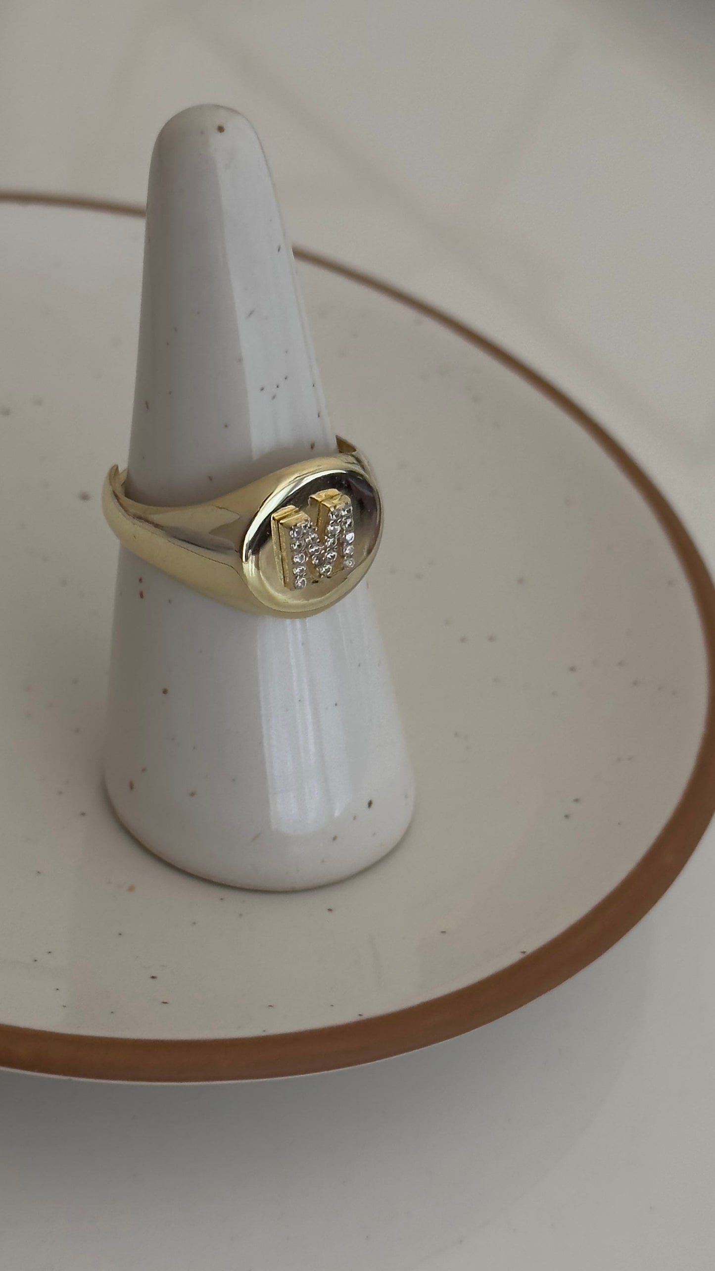 CZ Pave Initial Round Signet Ring, Adjustable Diamond Letter Ring Woman, Custom Name Ring, Personalized Jewelry Gift for her, Stackable Ring