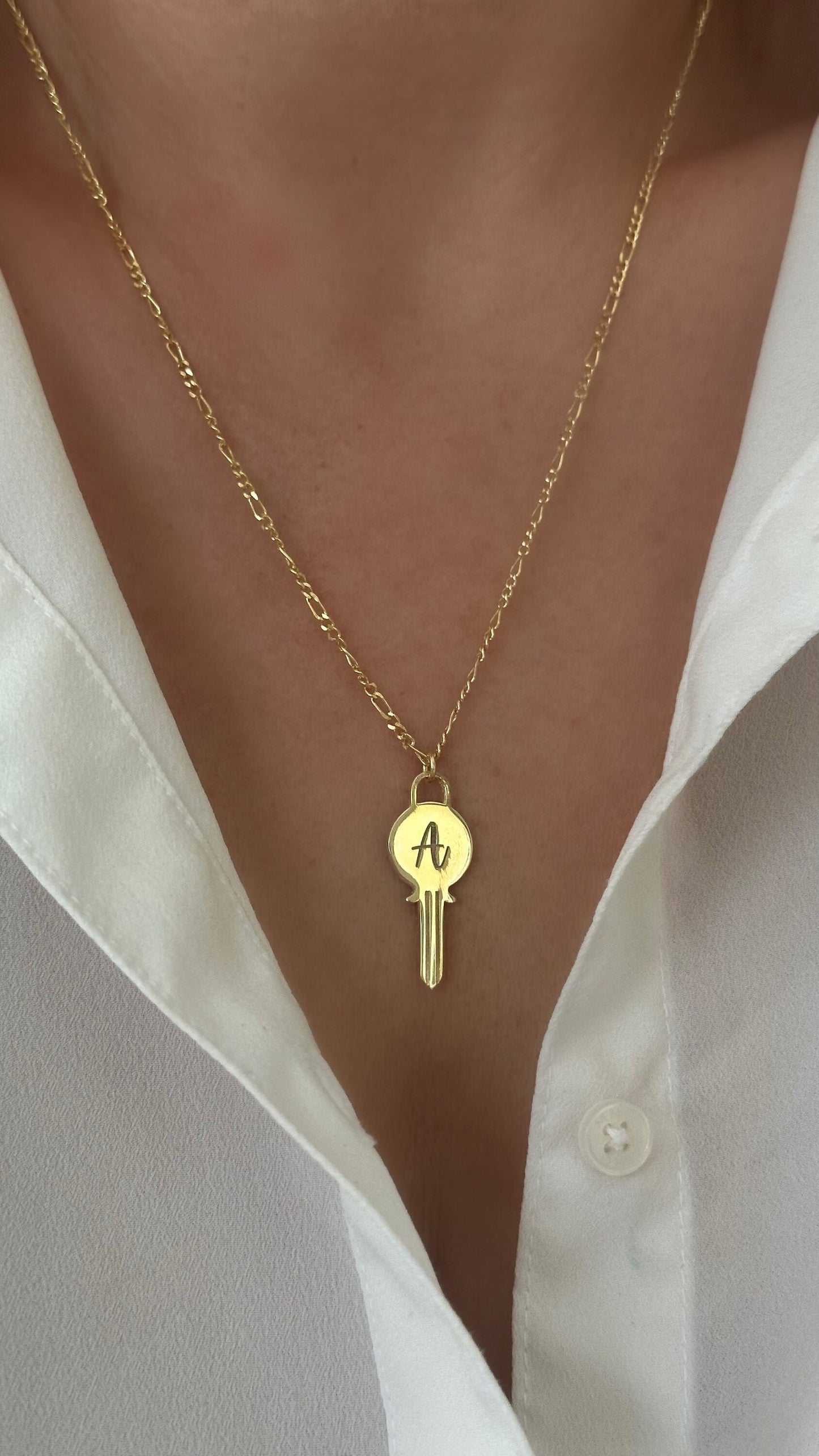 Custom Key Necklace, Initial Necklace, Personalized Key Letter Pendant, 14K Gold 925 Sterling Silver, Jewelry gift for Girlfriend Wife