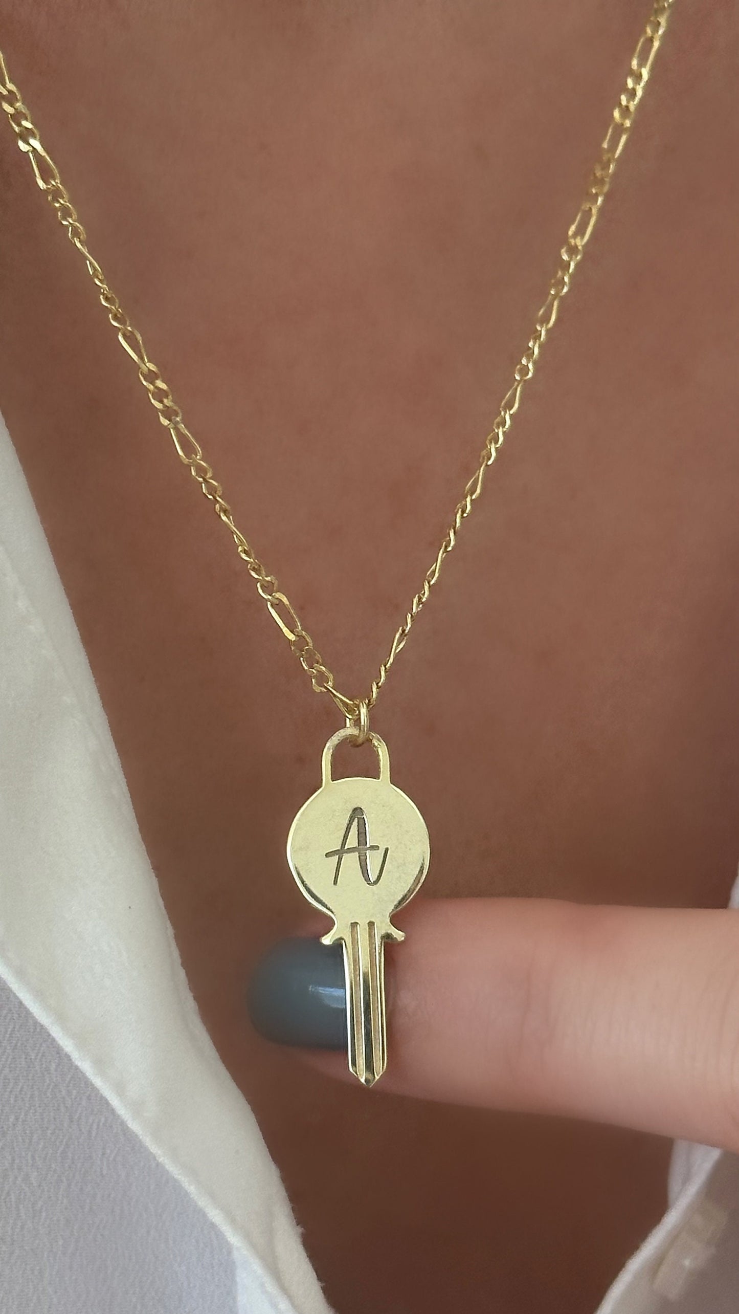 Custom Key Necklace, Initial Necklace, Personalized Key Letter Pendant, 14K Gold 925 Sterling Silver, Jewelry gift for Girlfriend Wife