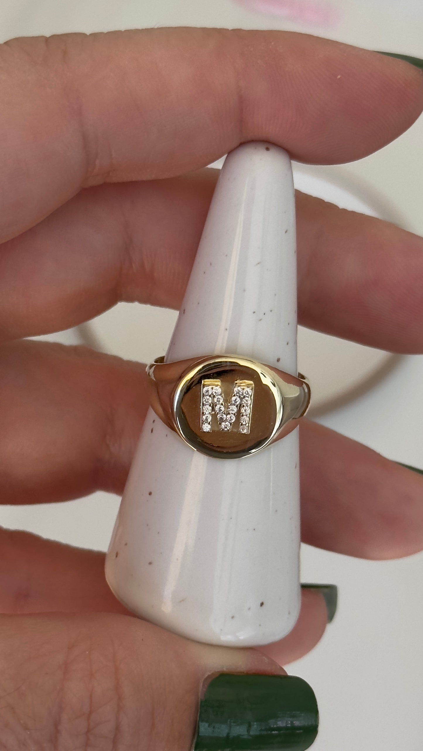 CZ Pave Initial Round Signet Ring, Adjustable Diamond Letter Ring Woman, Custom Name Ring, Personalized Jewelry Gift for her, Stackable Ring