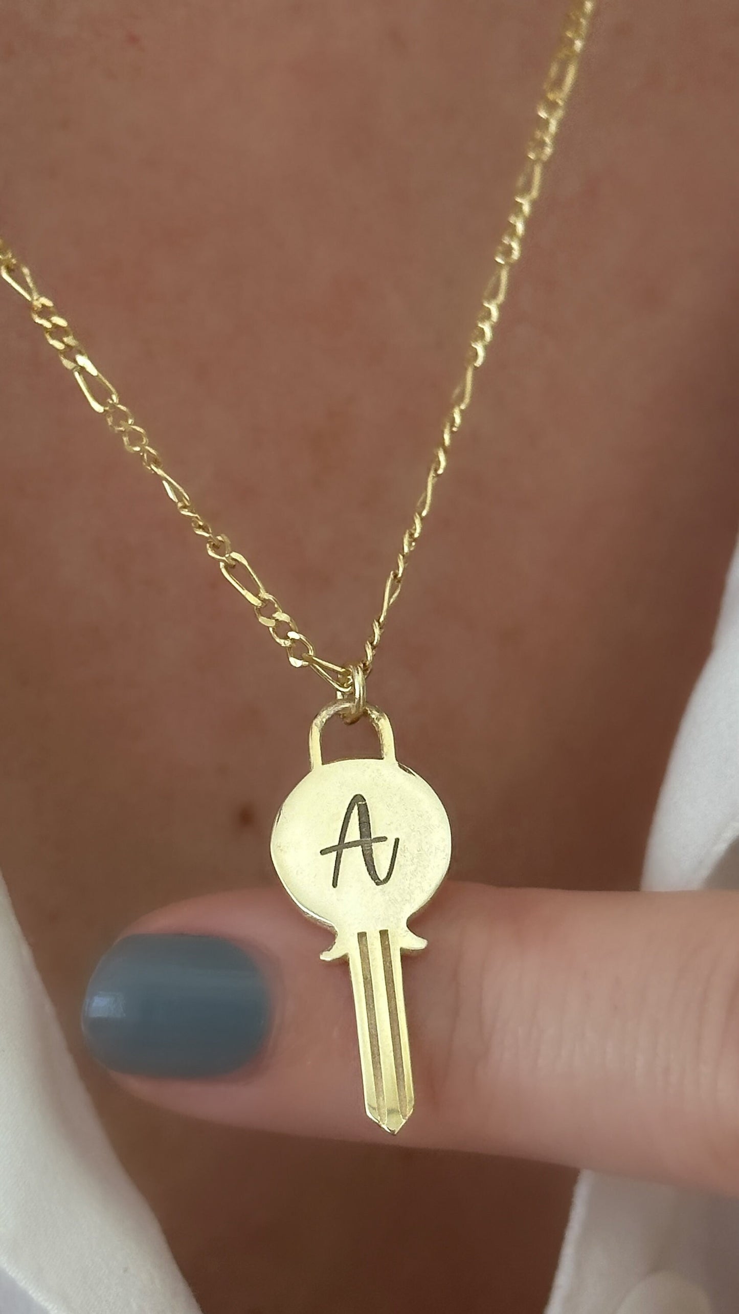 Custom Key Necklace, Initial Necklace, Personalized Key Letter Pendant, 14K Gold 925 Sterling Silver, Jewelry gift for Girlfriend Wife