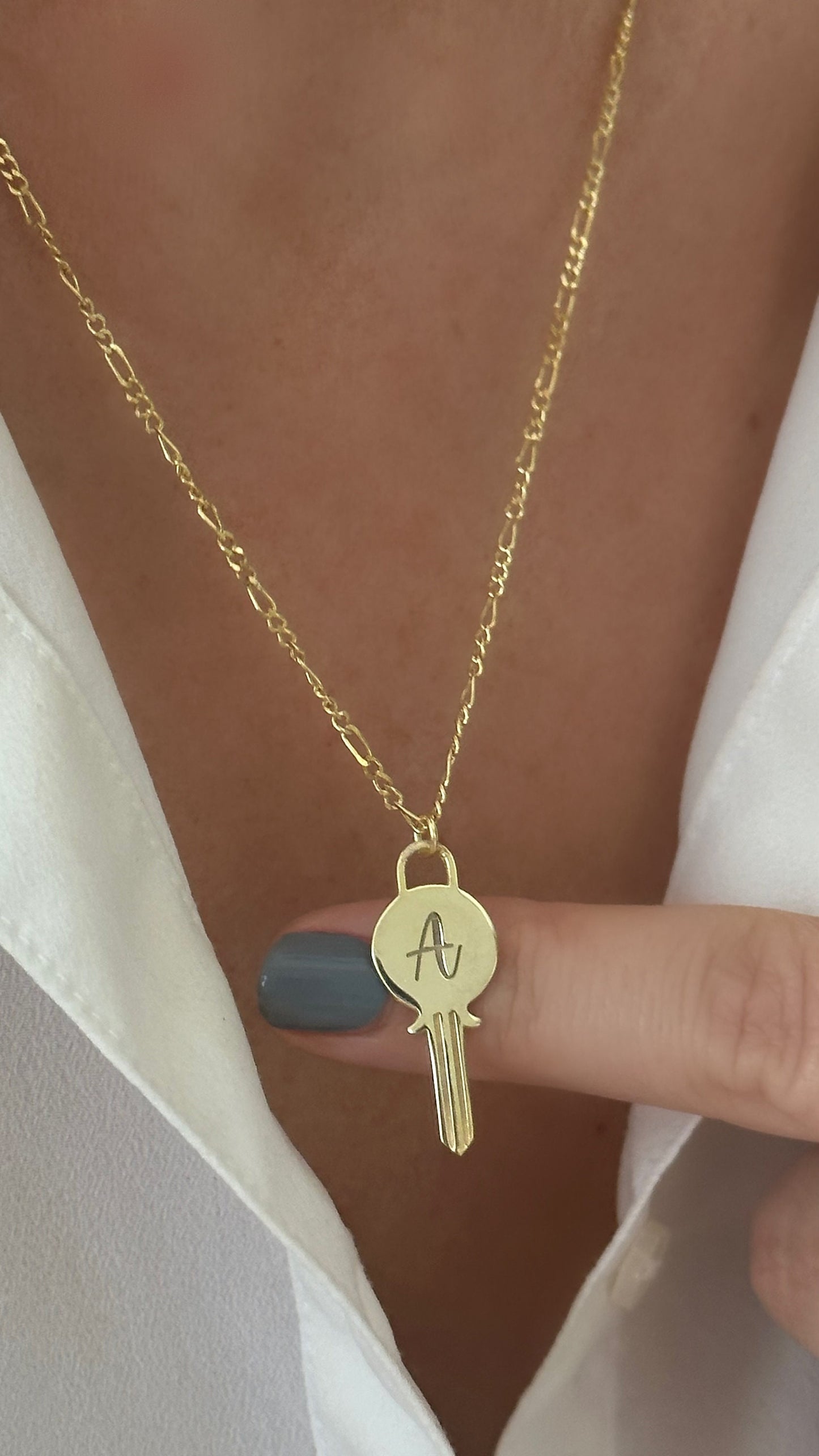 Custom Key Necklace, Initial Necklace, Personalized Key Letter Pendant, 14K Gold 925 Sterling Silver, Jewelry gift for Girlfriend Wife