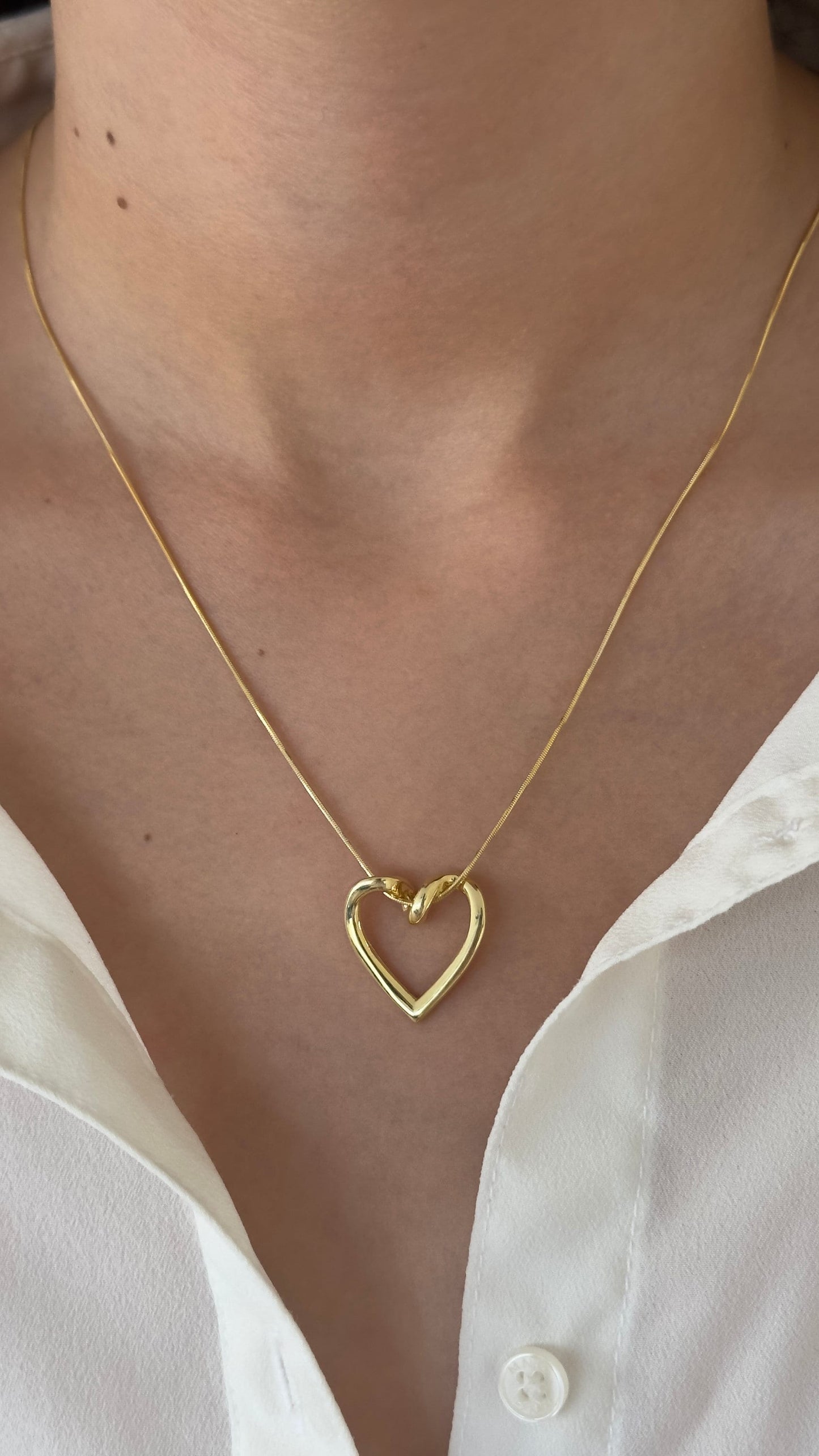 Heart Necklace, Long Love Necklace, Heart Pendant Necklace, 14k Gold Snake Chain, Mothers Day Gift Jewelry Women Girls 14- 22 inch