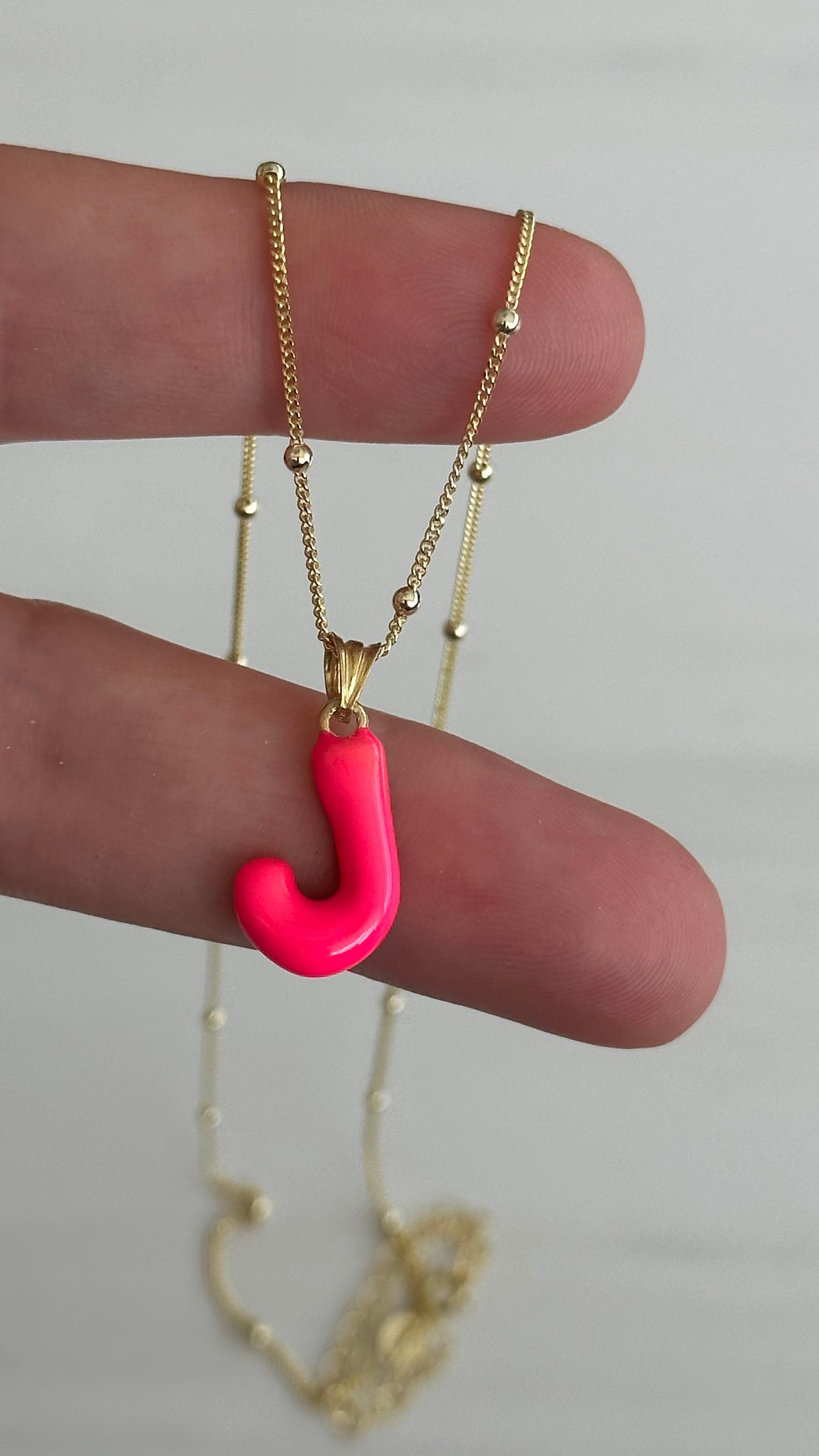 Baloon Letter Necklace, 3D Puff Bubble Initial, Colorful Enamel Initial Necklace, Enamel Pendant, Personalized Gifts, Enamel Jewelry, Gift for her, 925 Sterling Silver