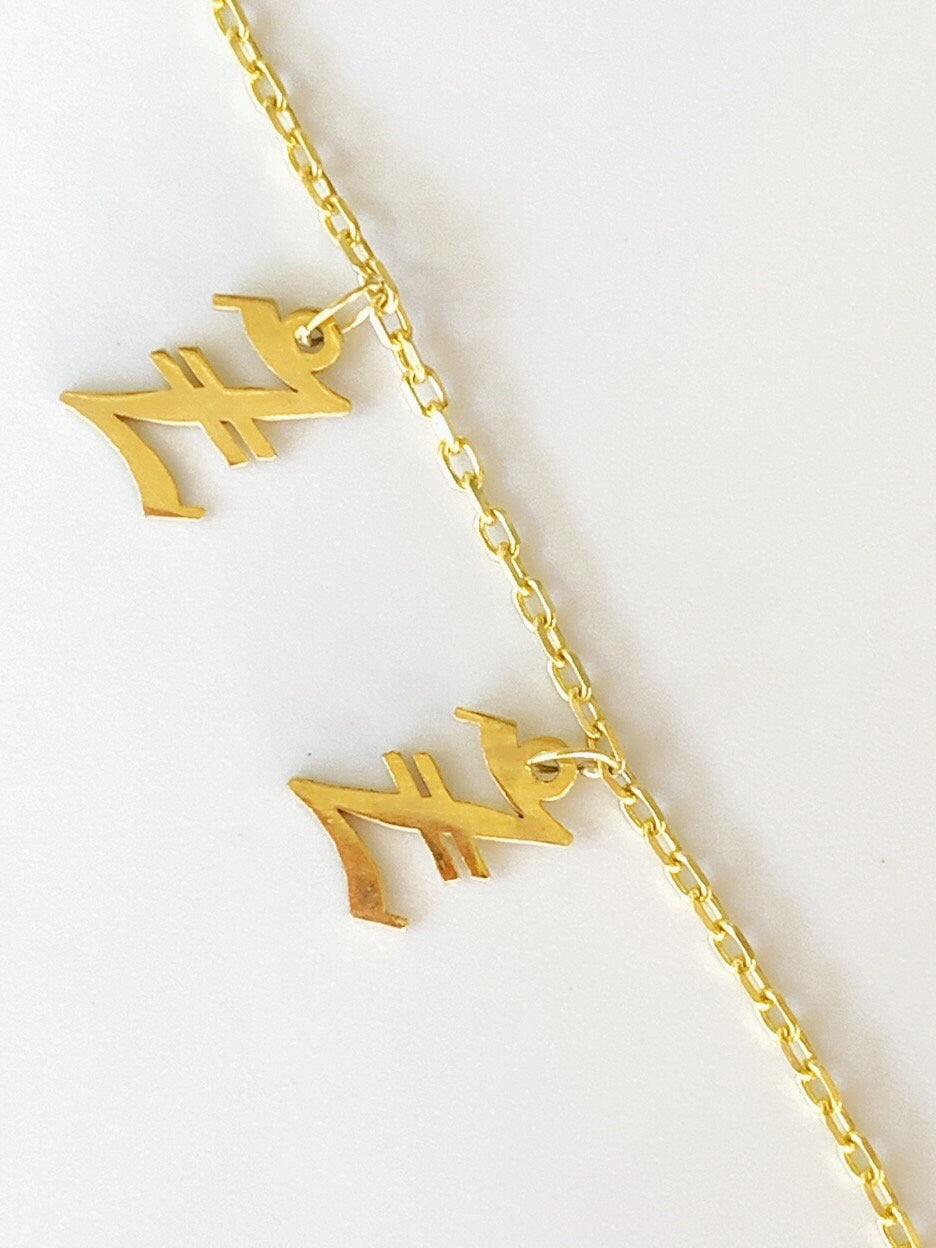 Old English Name Necklace, Custom Initial Letter Necklace, Personalized Gift, Birthday Gift,