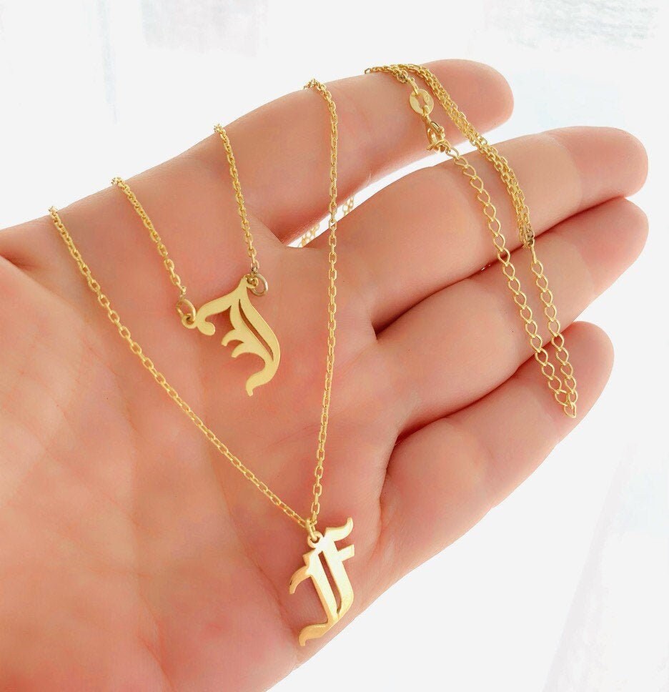 Double Layer Initial Necklace, Personalized Layered Necklace, Two initial necklace, Two strands necklace, Personalized Gift,  Double Chain