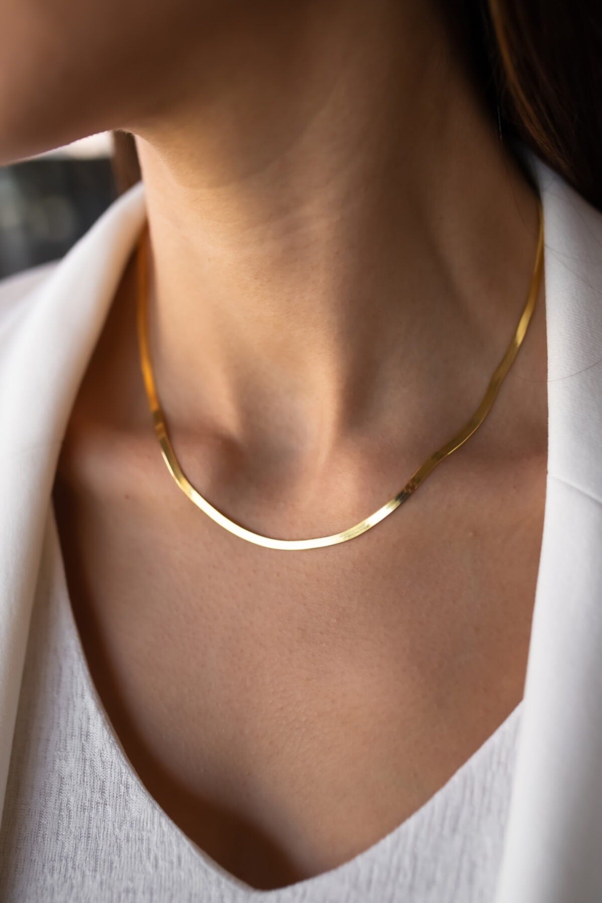 Herringbone Necklace Gold, Flat Snake Chain Necklace, Herringbone Chain Silver, Rose Gold Necklace, Layering Chain Necklace, Gift for her