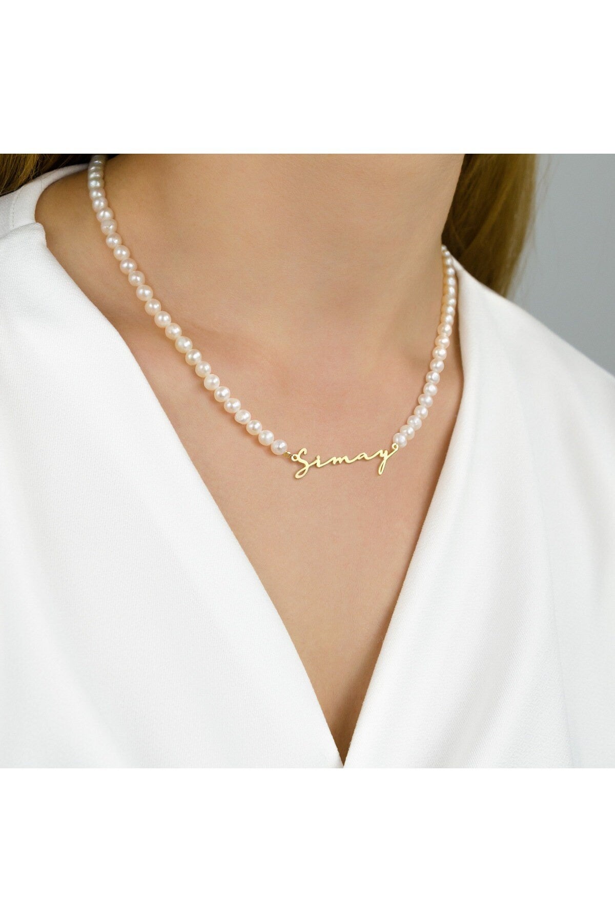 Personalized Pearl Name Necklace, Signature Name Necklace, Handwriting Necklace, Custom Jewelry, Personalized Gifts, 925 Silver, Woman Gift
