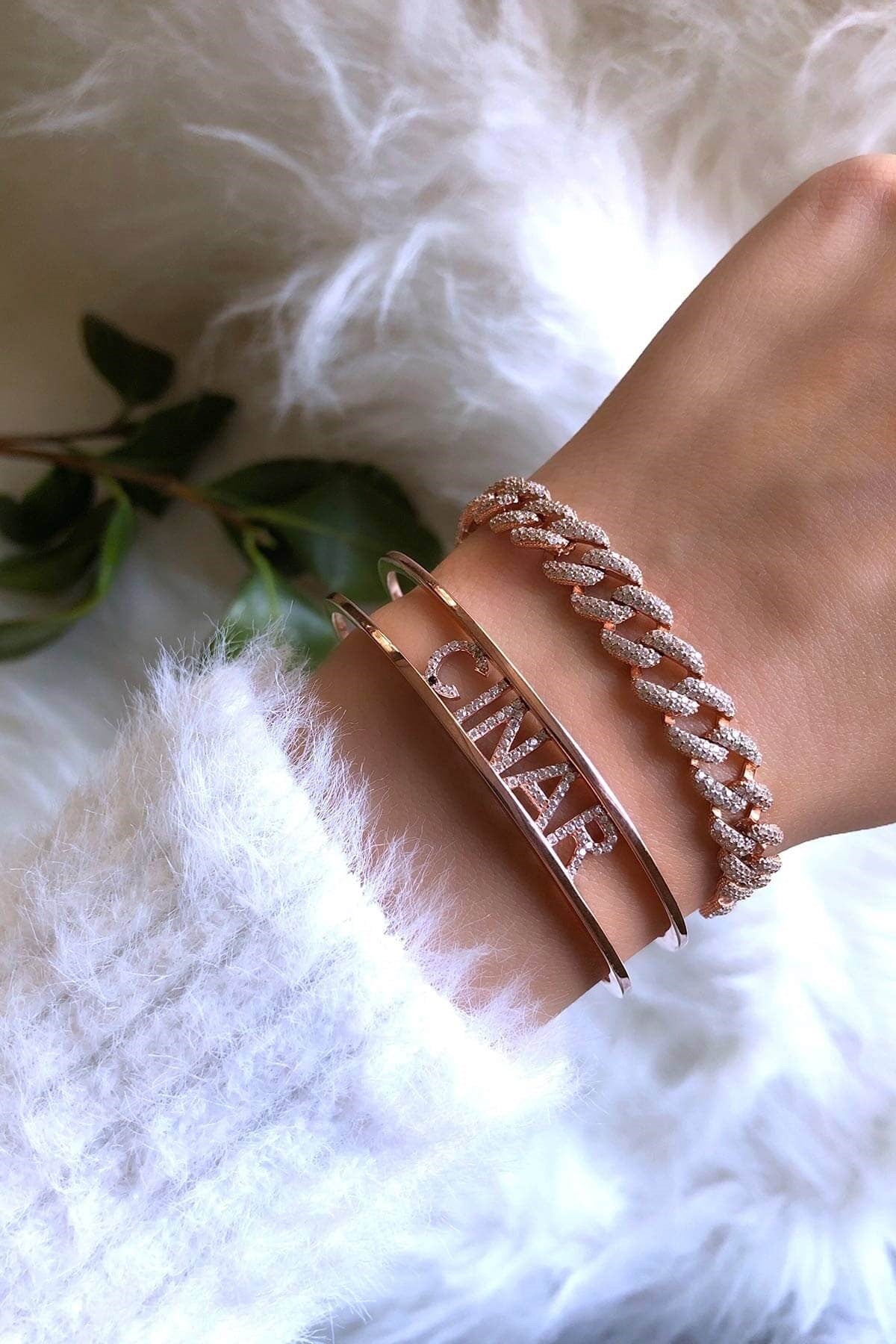 Personalized Cuff Bracelet, Two Name Bracelet, Couples Bracelet, Initial bracelet, Bangle Bracelet, CZ Gemstone Bracelet, Personalized Gift