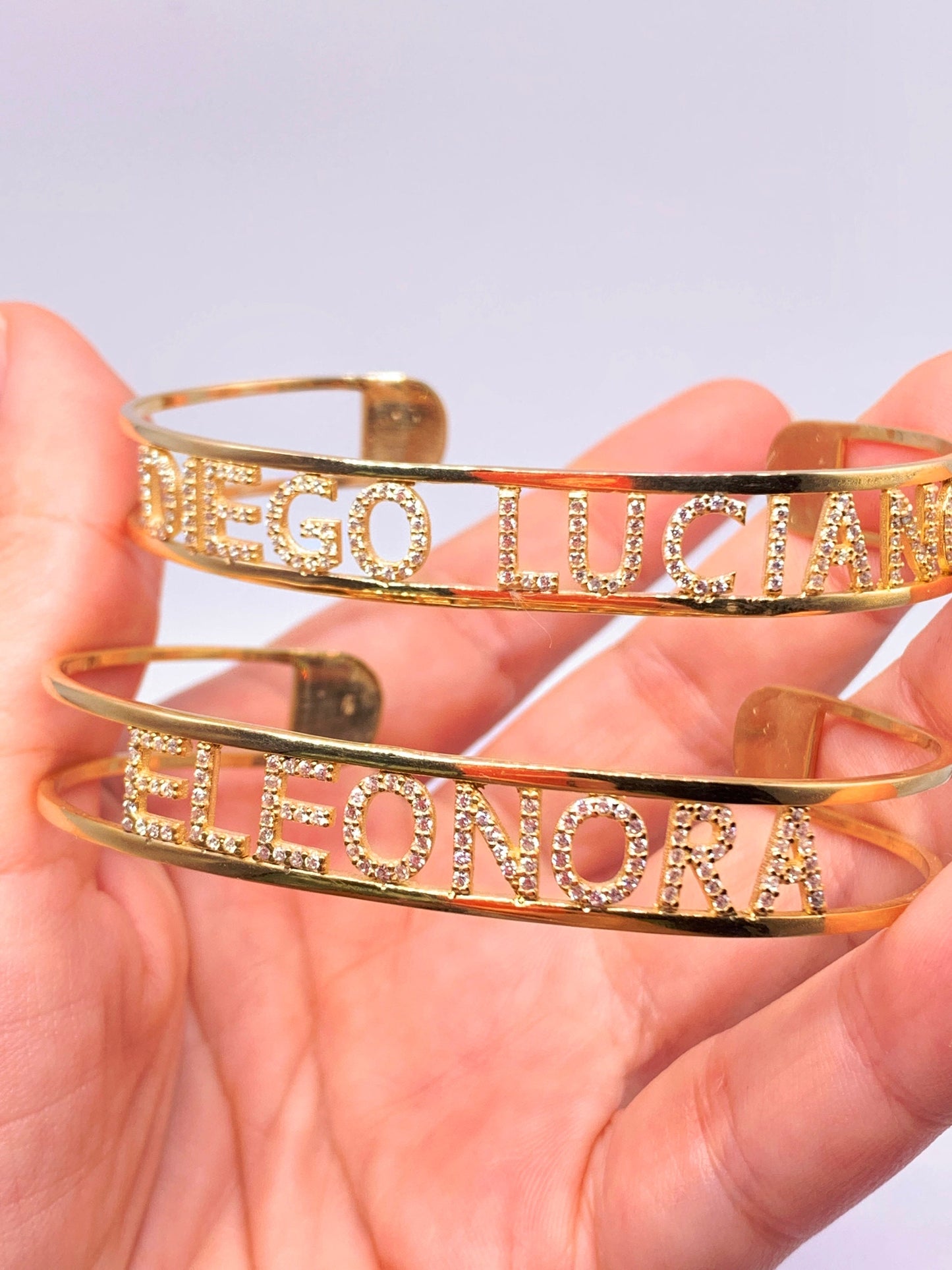 Personalized Cuff Bracelet, Two Name Bracelet, Couples Bracelet, Initial bracelet, Bangle Bracelet, CZ Gemstone Bracelet, Personalized Gift