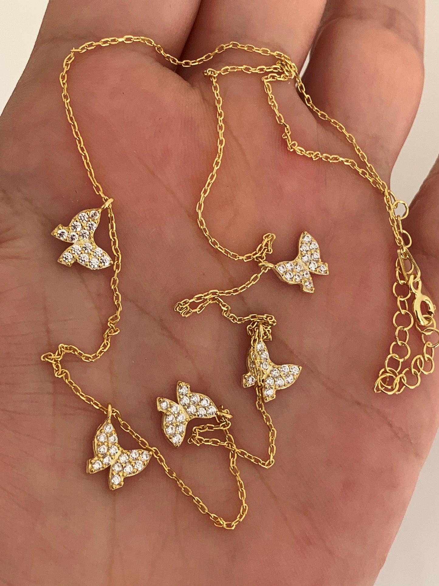 18K Gold Butterfly Necklace, Gemmed Butterfly Necklace, Layering Necklace, Gift for Her, Mothers day Gift, Christmas Gift , Birthday Gift