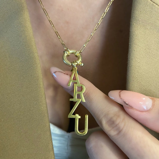 Vertical Name Necklace Gold, Drop Name Necklace, Vertical Name Pendant, Long Y Necklace, Lariat Necklace, Personalized Gifts, Custom Jewelry