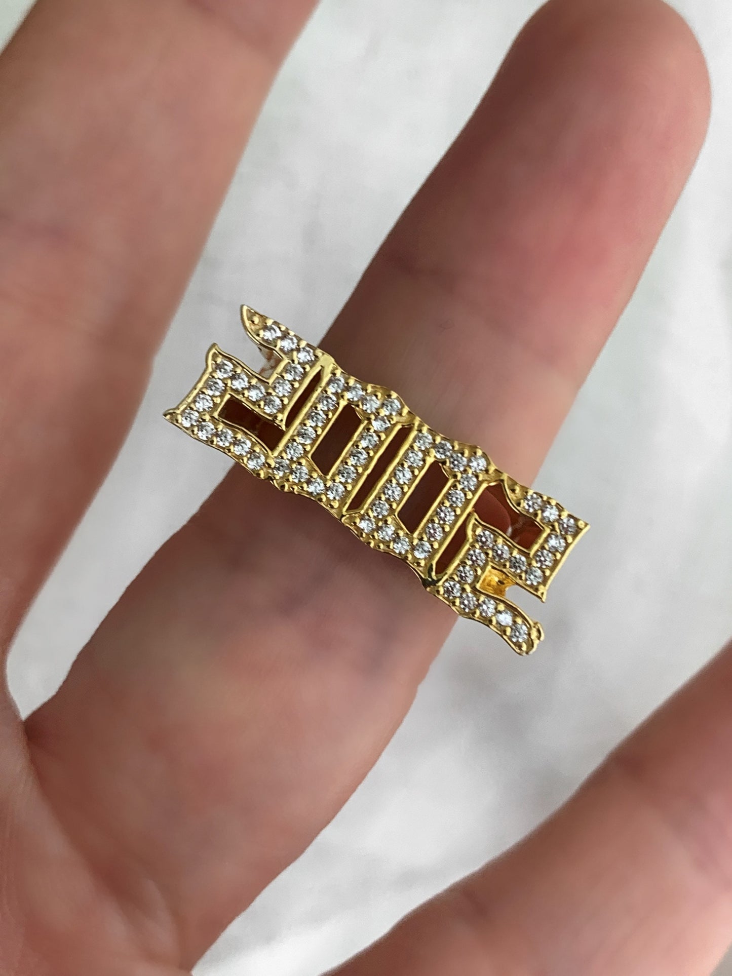 Gold Year Ring, Date ring, CZ Gemstone ring, Birthday Ring , Personalized Date Ring , Personalized Gifts, Unisex Ring, Silver Custom Ring