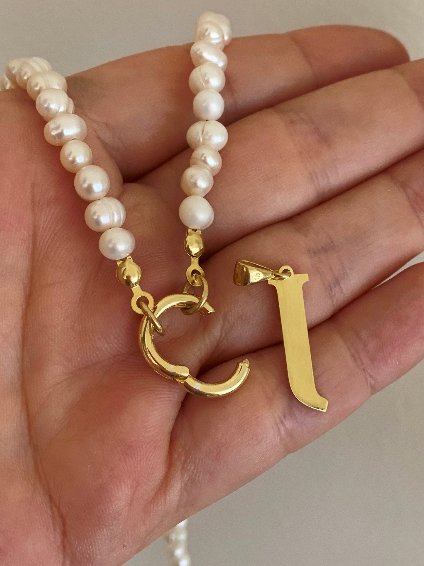 Initial Pearl Necklace, Personalized Pearl Letter Necklace Choker, Pearl Name Necklace, Alphabet Letter Pendants, Pearl Initial Jewelry