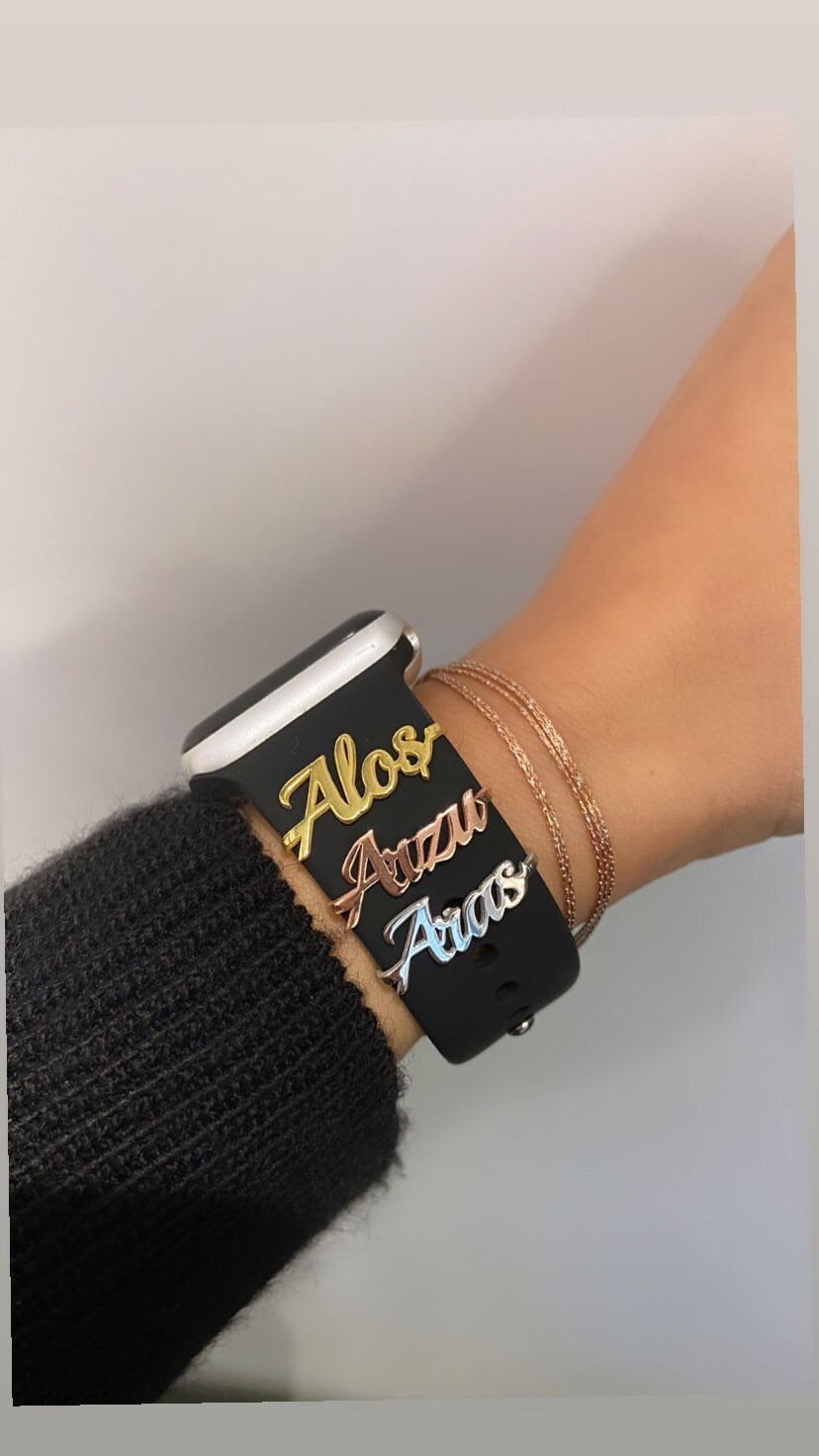 Personalized Apple Watch Band Charm, Watch Name Charm, Customized Tech Watch Accessory, Wearable Tech Jewelry, Personalized Woman Gift, 925