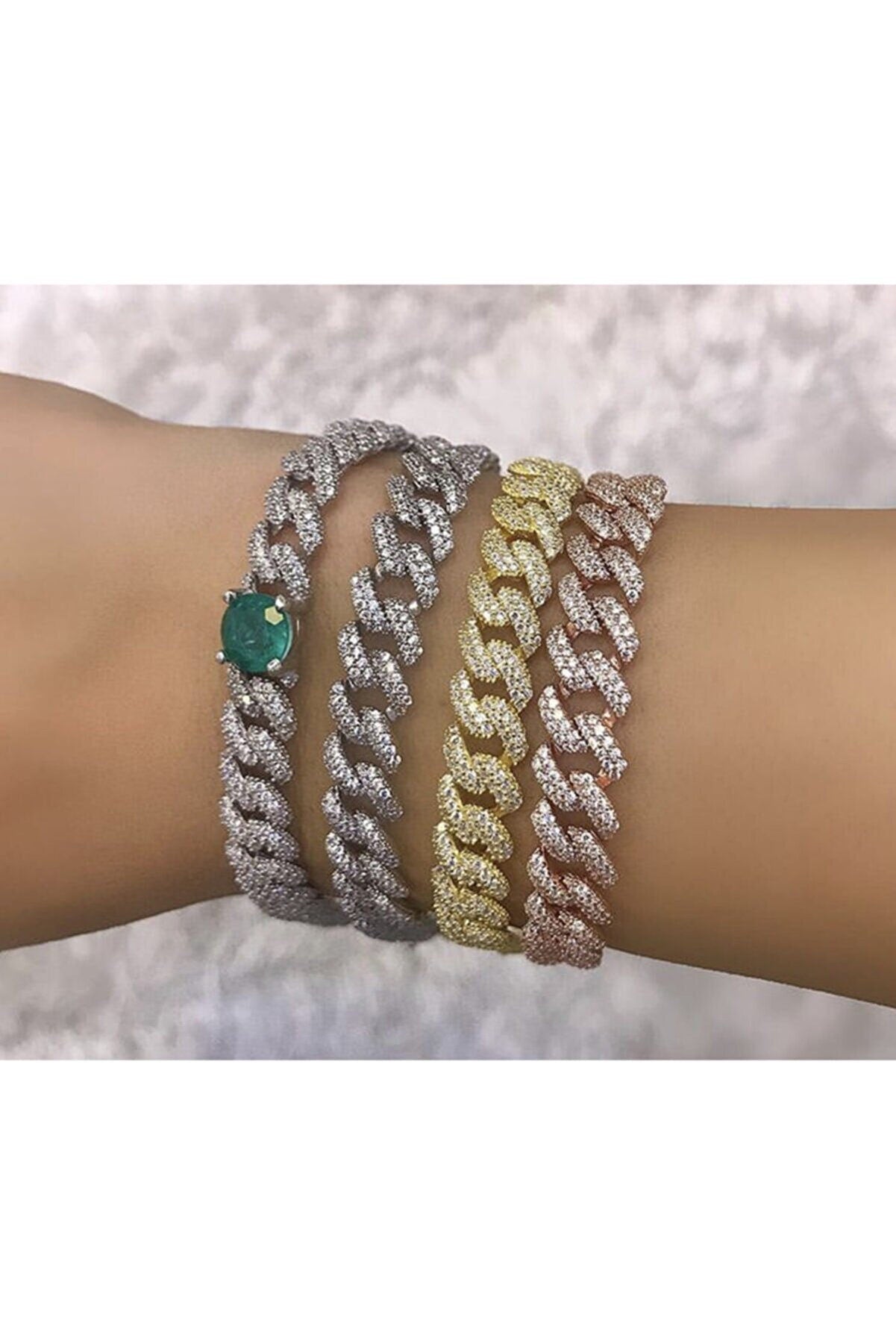 Iced Out Bracelet, Thick Cuban Link Chain Bracelet, Diamond Bracelet ,CZ Bracelet, Cubic Zirconia Bracelet, Stacking Bracelets, 925 Silver