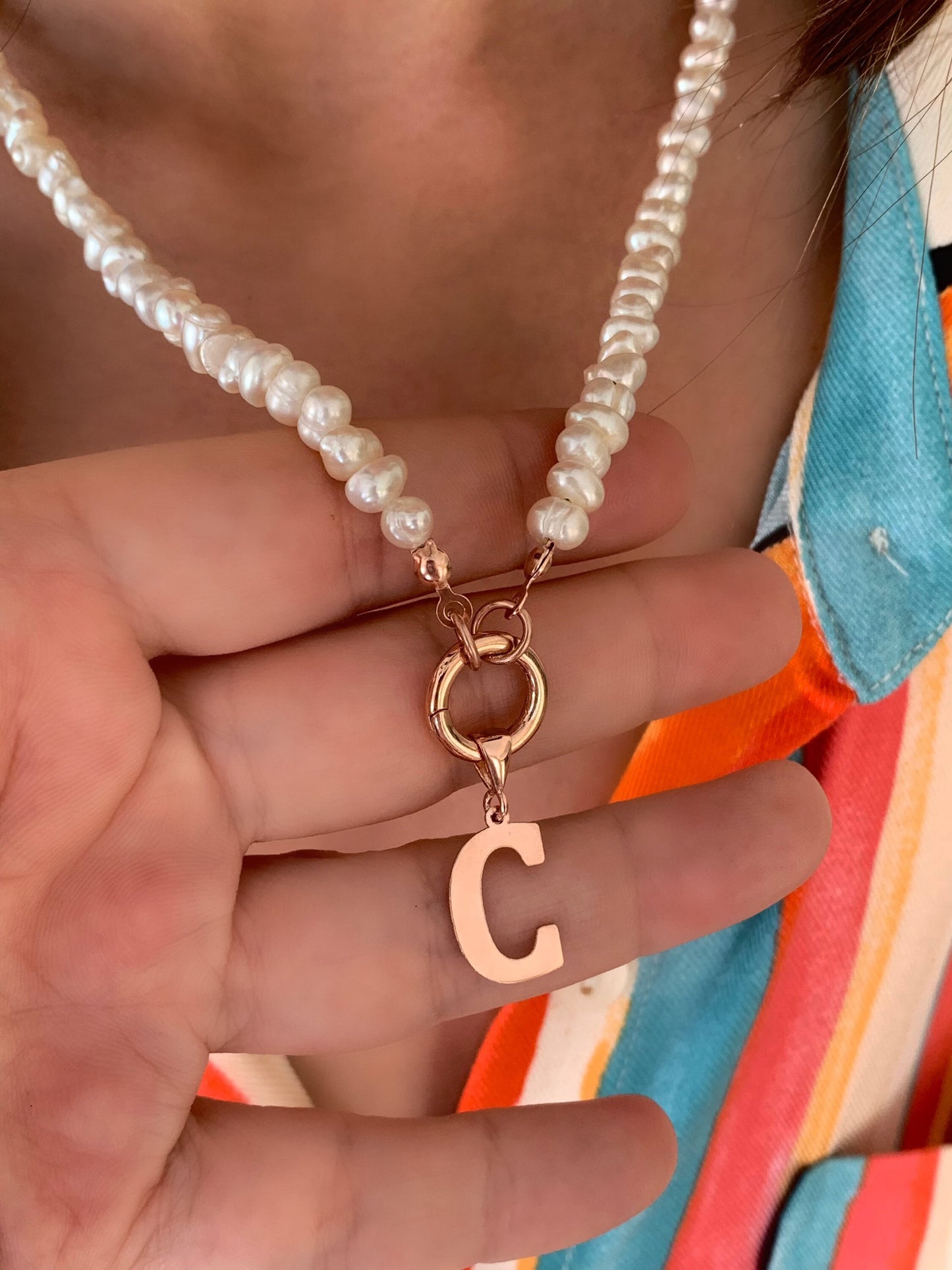 Initial Pearl Necklace, Personalized Pearl Letter Necklace Choker, Pearl Name Necklace, Alphabet Letter Pendants, Pearl Initial Jewelry