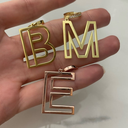 Big Letter Earring, Initial Earring, Gold Alphabet Earring, Personalized Gift, Drop Earrings, CZ Earring, Customized Earring,  925 Silver