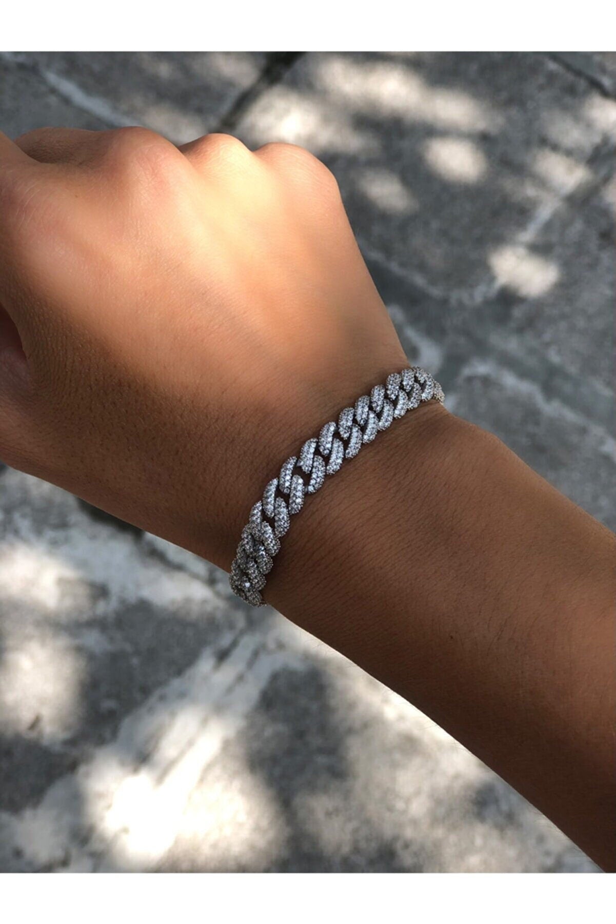 Iced Out Bracelet, Thick Cuban Link Chain Bracelet, Diamond Bracelet ,CZ Bracelet, Cubic Zirconia Bracelet, Stacking Bracelets, 925 Silver