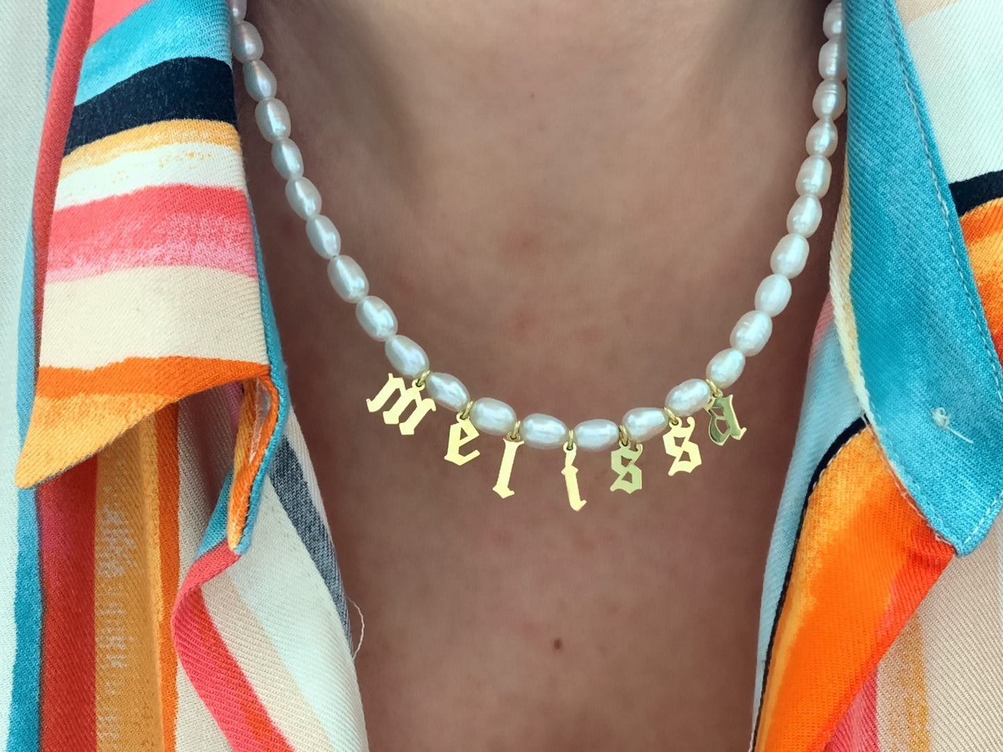 Pearl Name Necklace, Personalized Initial Letter Pearl Necklace, Custom Name Necklace, Mom Gift, Mother's day Gift, Dainty Birthday Gift