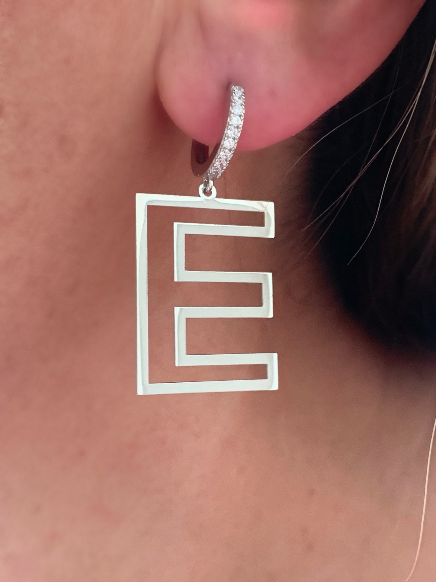 Big Letter Earring, Initial Earring, Gold Alphabet Earring, Personalized Gift, Drop Earrings, CZ Earring, Customized Earring, 925 Silver