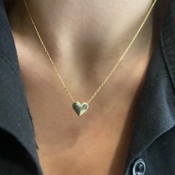 Tiny Gold Heart Pendant Necklace, Minimal Simple Necklace, Tiny Heart Choker, Everyday Simple Necklace Layering Necklace, Jewelry Stacking