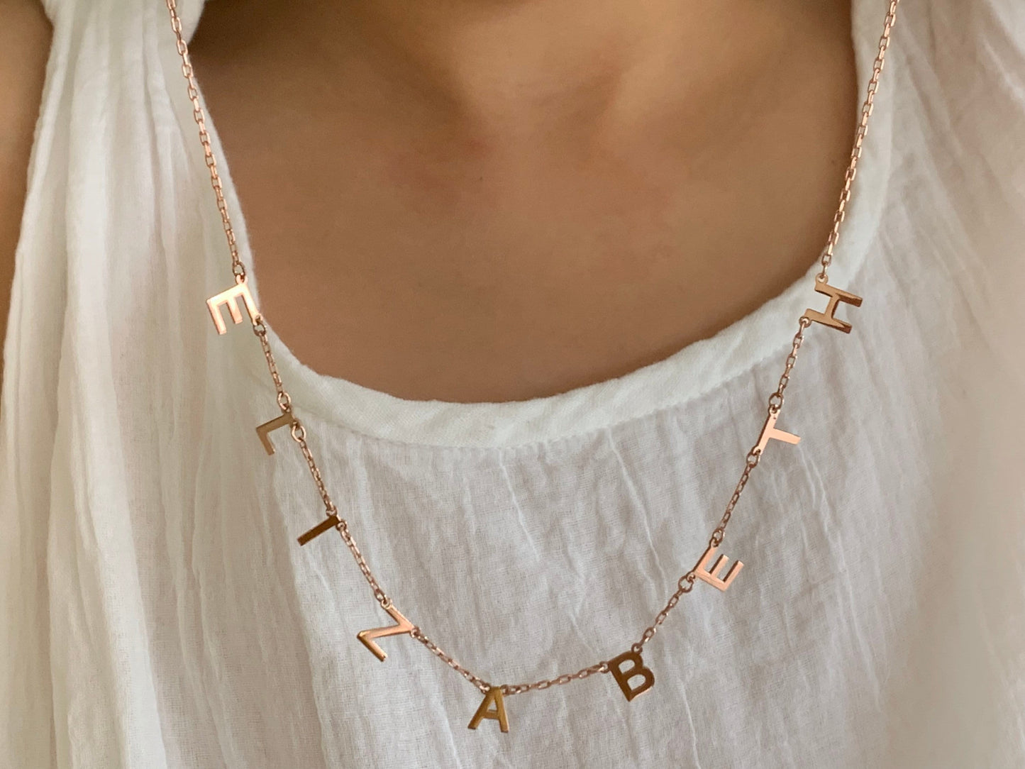 Personalized Name Necklace, Gold initial Necklace, Personalized Gifts, Custom Name Necklace, Letter Necklace, Gift for her, 925 Silver