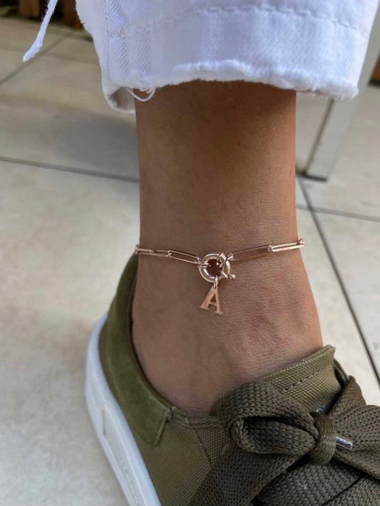 Gold Initial Anklet, Letter Anklet, Link Chain Anklet, Personalized Gifts, Beach jewelry, Summer Ankle Bracelet, Trendy Jewelry, Birthday