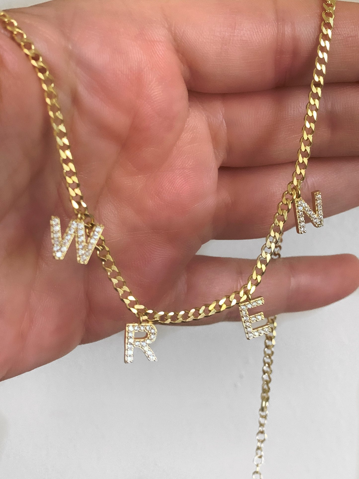 Pave Letter Necklace , Pave Name Necklace, CZ Letter Necklace, Custom Name Necklace, Personalized Letter Necklace, Pave Initial Necklace