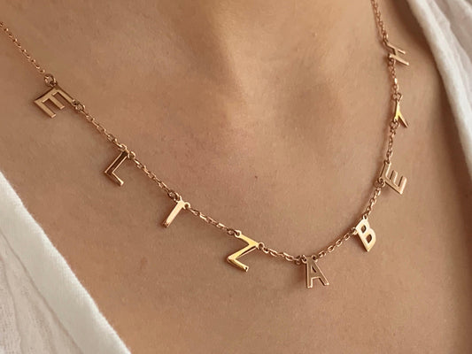 Personalized Name Necklace, Gold initial Necklace, Personalized Gifts, Custom Name Necklace, Letter Necklace, Gift for her, 925 Silver