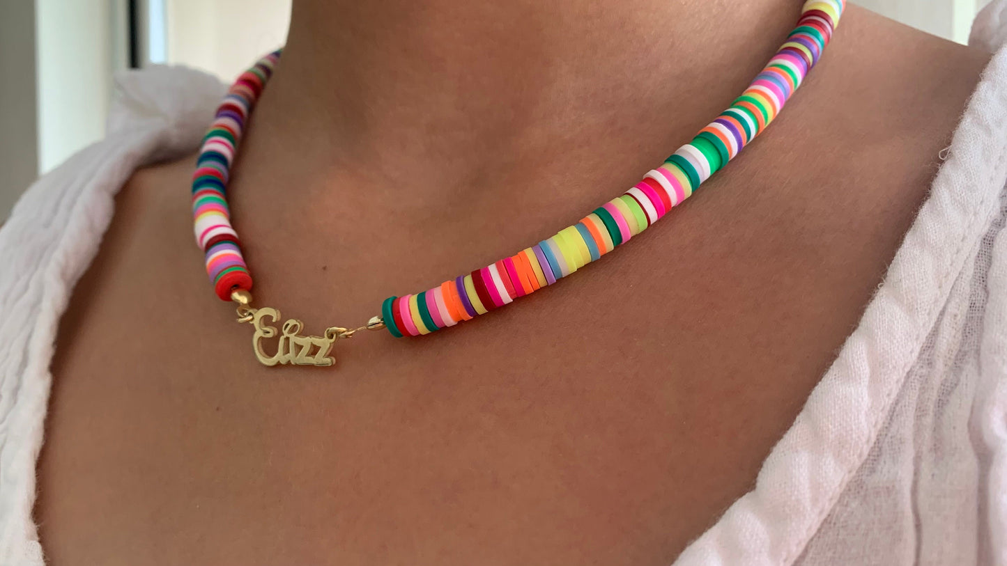 Little Girl Name Necklace, Kids Name Necklace, Rainbow Necklace, Fimo Necklace, Children Nameplate, Kids Jewelry Personalized gift for kids