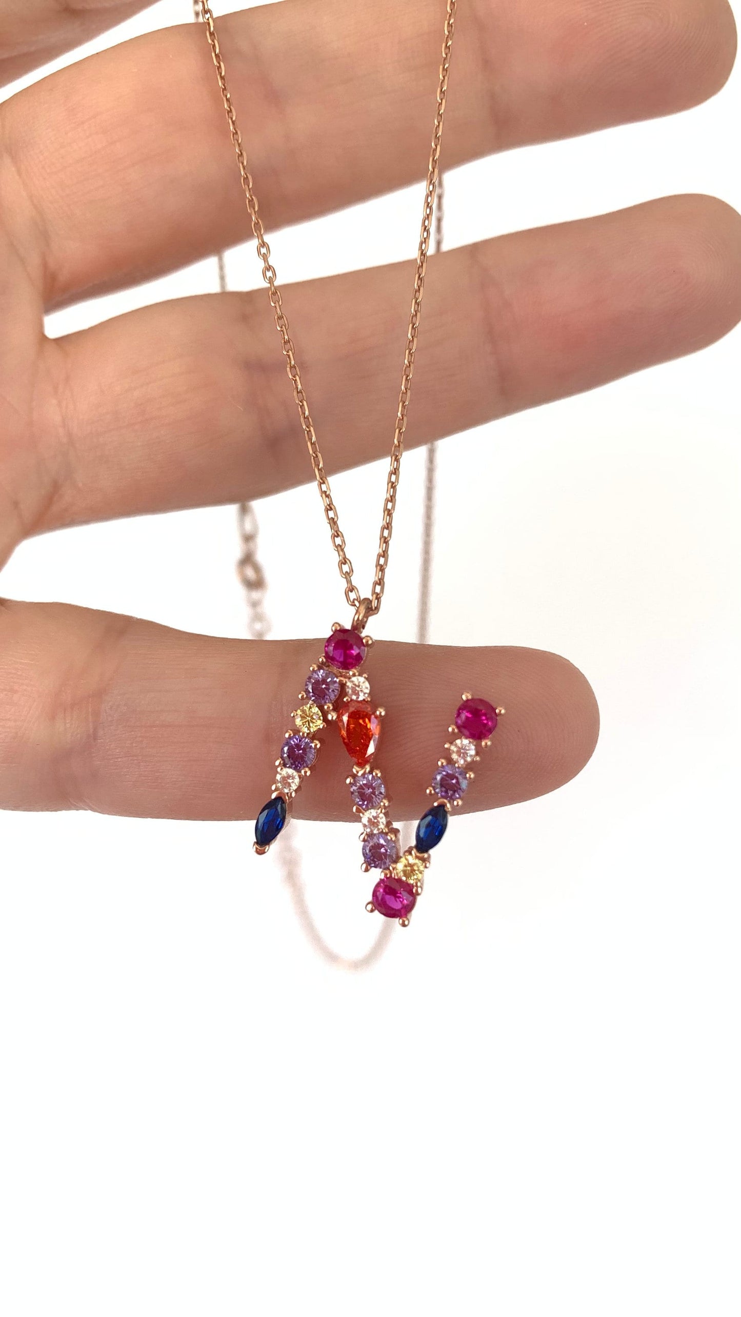 Big Letter Necklace, Large Initial Pendant Necklace, CZ Gemstone, Personalized Gifts, Layering Necklace, Statement Necklace, Letter Jewelry