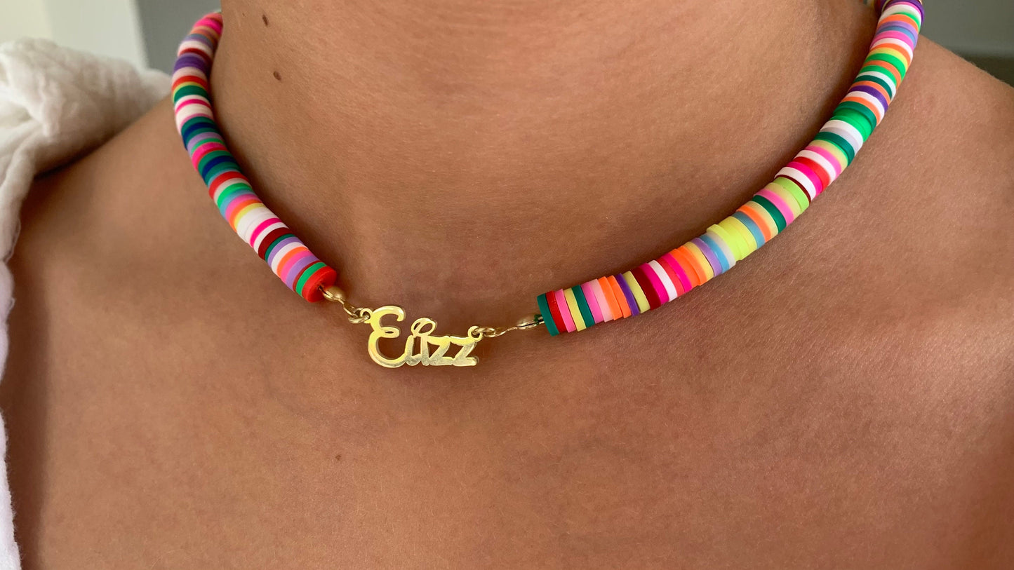 Little Girl Name Necklace, Kids Name Necklace, Rainbow Necklace, Fimo Necklace, Children Nameplate, Kids Jewelry Personalized gift for kids