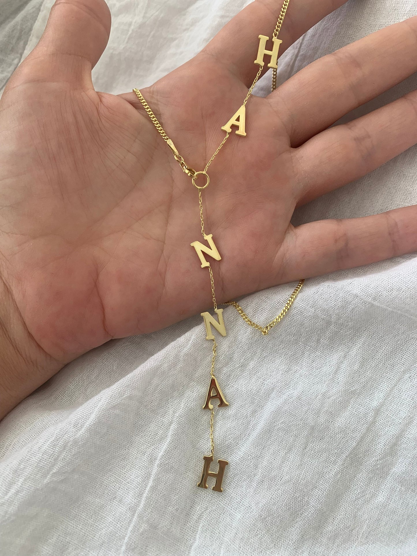 Lariat Necklace Silver, Name Necklace Personalized, Drop Initial Necklace, Long Y Necklace, Custom Necklace for Women, Custom Gift