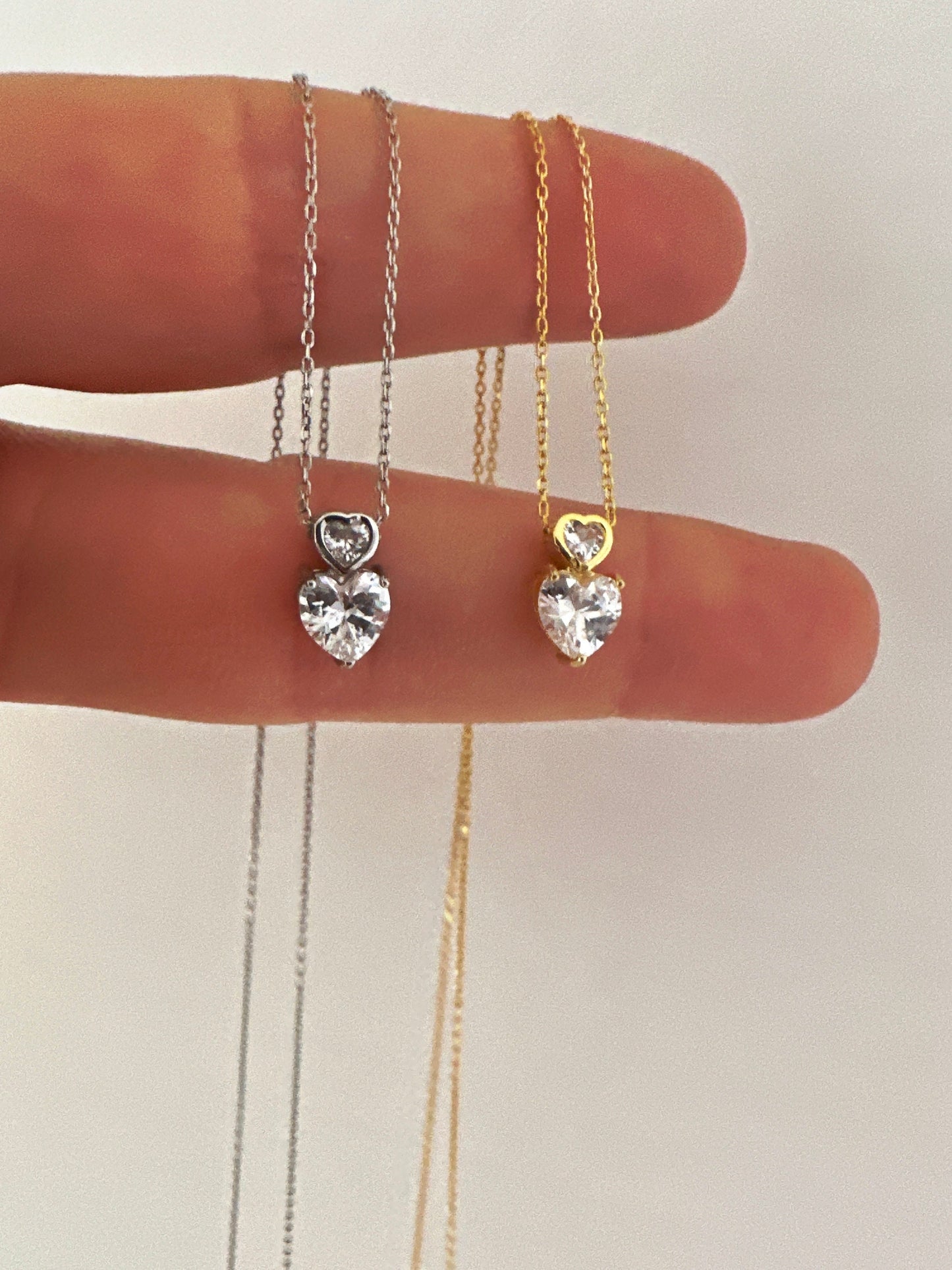 Crystal Heart Necklace, Diamond necklace, Minimalist Everyday Necklace, CZ Necklace, Cubic Zirconia Gemstone, Gift for her, Layering Jewelry