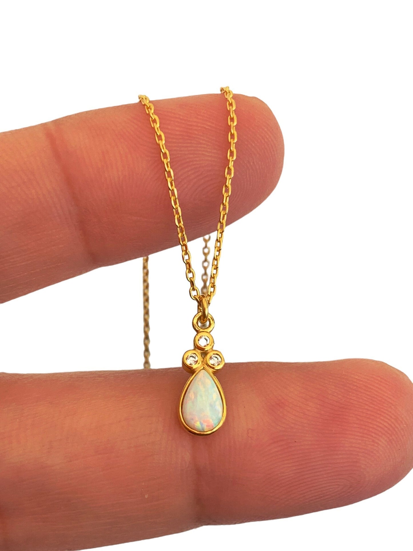 Opal Drop Necklace, Minimalist Opal Necklace, Opalite Necklaces, Opal jewelry, White Opal Pendant, Gift for her, Birthstone Jewelry