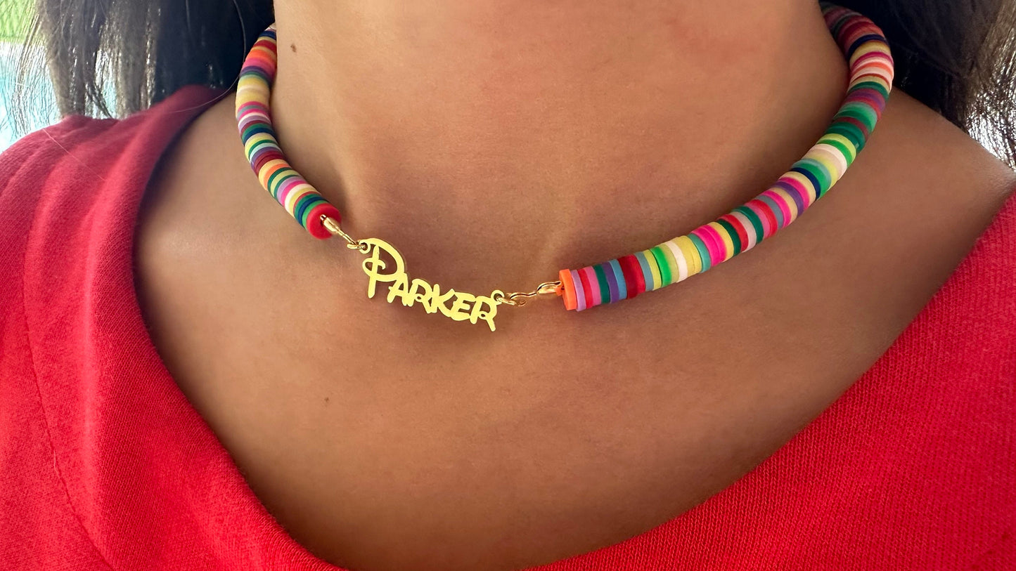 Little Girl Name Necklace, Kids Name Necklace, Rainbow Necklace, Fimo Necklace, Children Nameplate, Kids Jewelry Personalized gift for kids